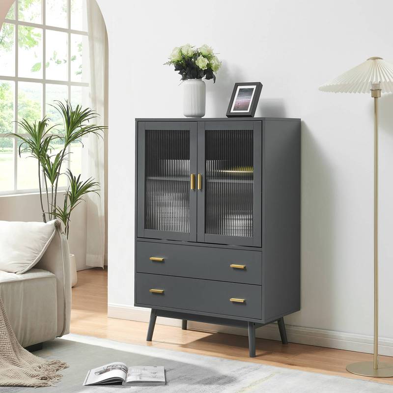 Display Cabinet Susa With 2 Doors And 2 Drawers, 120 X 80 X 40 Cm