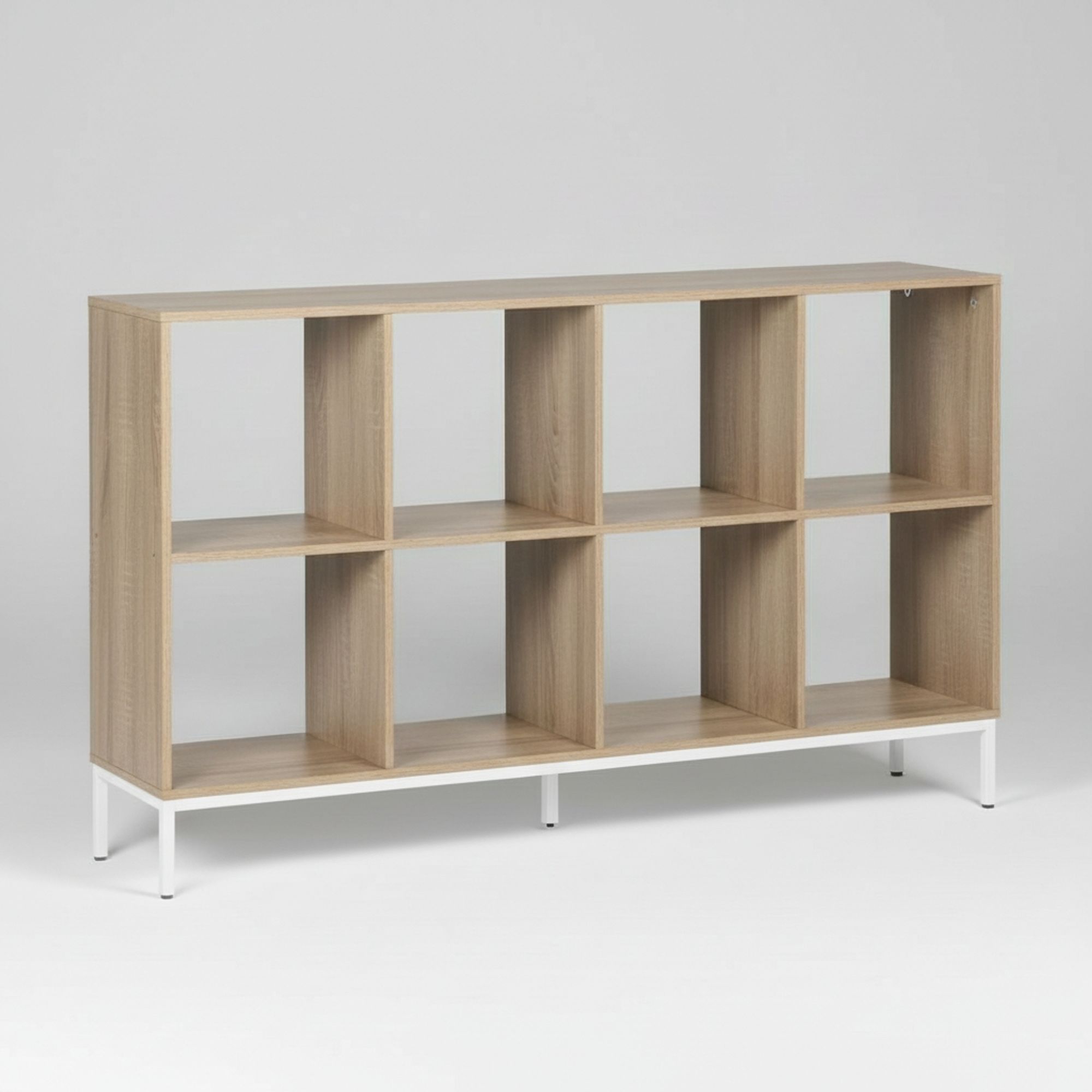 Image of | 8-compartment Cube Shelving Unit 118×29×72 Cm, Wooden Shelving With Metal Legs, Low Storage Bookcase With Wide Shelves, Auxiliary Furniture For Living Room, Bedroom Or Office