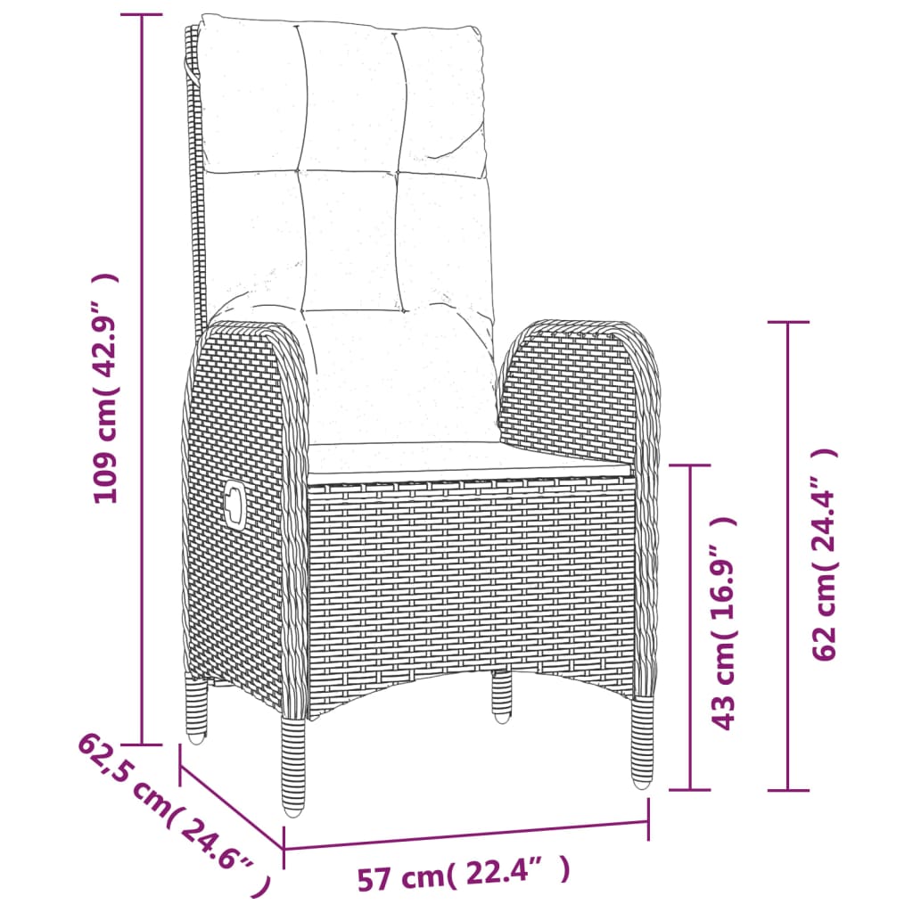 Image of 3-piece Garden Furniture Set With Cushions, Bistro Set, Seating Group, Balcony Furniture, Rattan Furniture, Armchair And Table Set, Black Poly Rattan