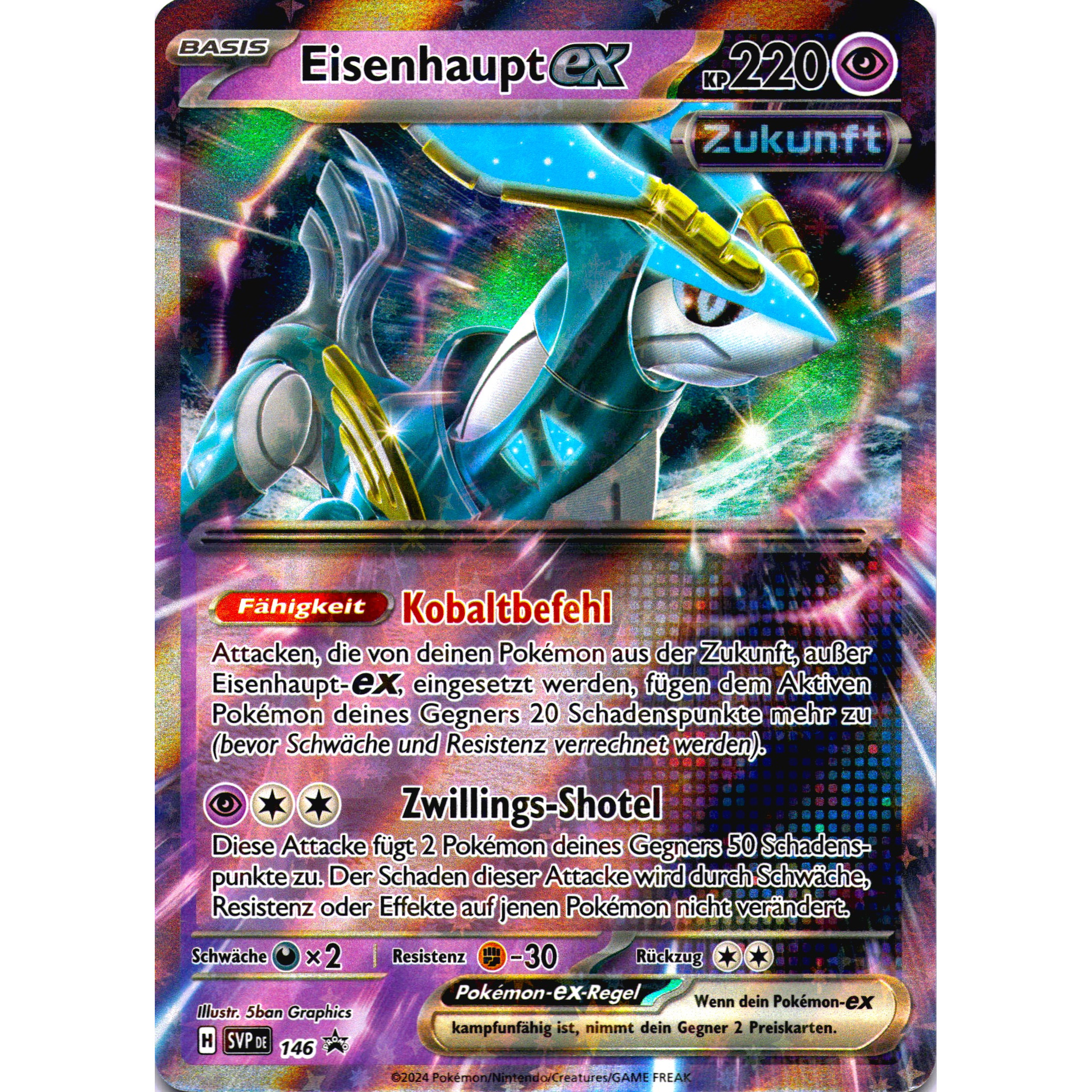 Pokémon Tcg Card - Iron Head Ex - Ultra Rare - German Version - 220 - Near Mint
