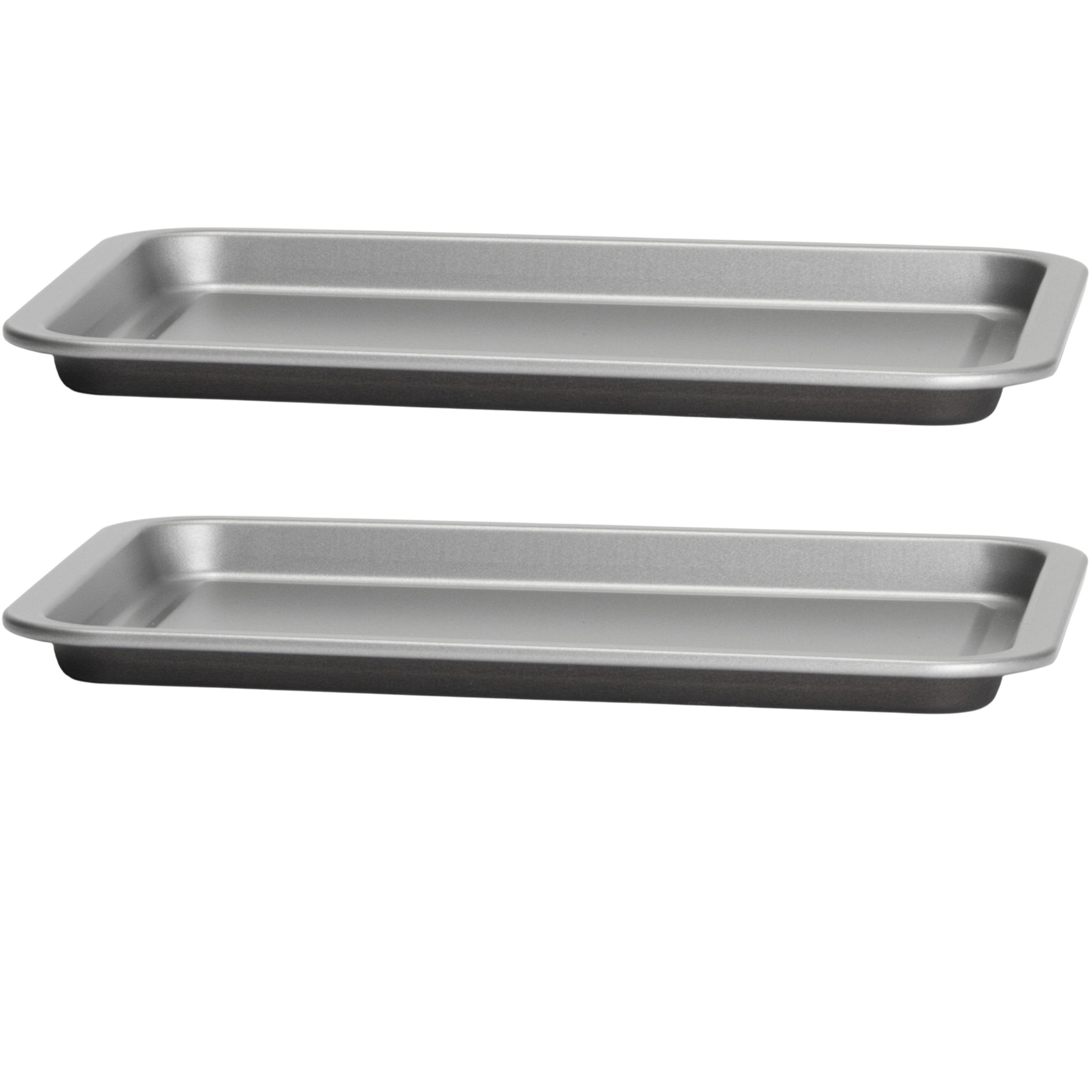 Image of 2-piece Baking Tray Set 23x16.5x1.5 Cm For Air Fryer - Square Rectangular Accessory Insert, Steel Sheet, Up To 230°c, Baking Mold