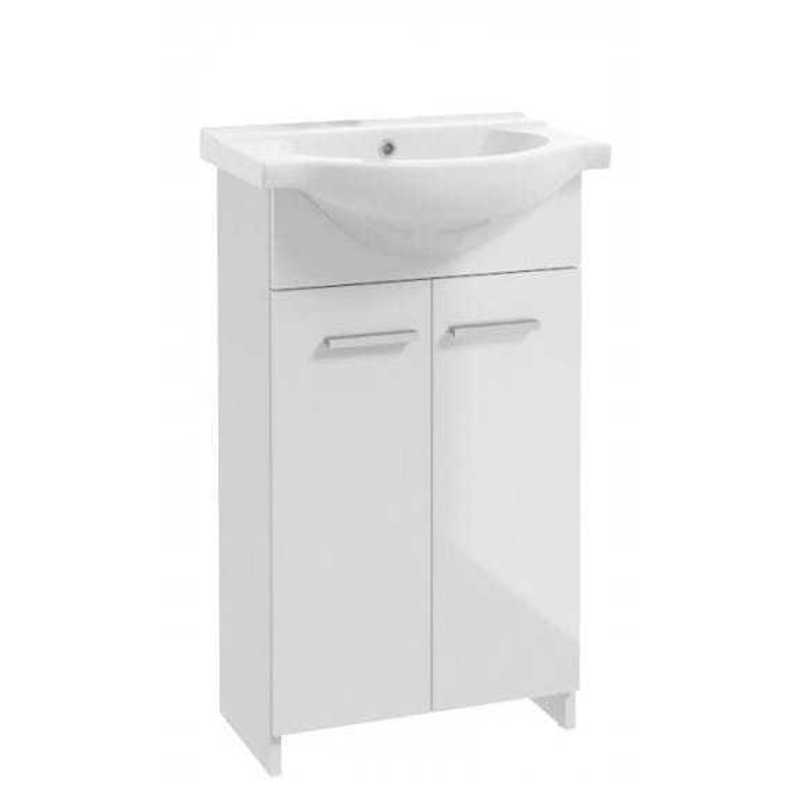 Image of Bathroom Cabinet With Sink, Standing, White, 50 Cm
