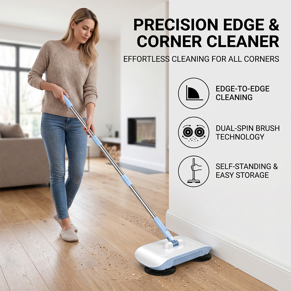 TEMU 2 In 1 Carpet Sweeper Cleaner, Vacuum Broom Powerful Manual Vacuum Cleaner Hand Push Sweeper Mop Cleaning Machine With Cloth (with )