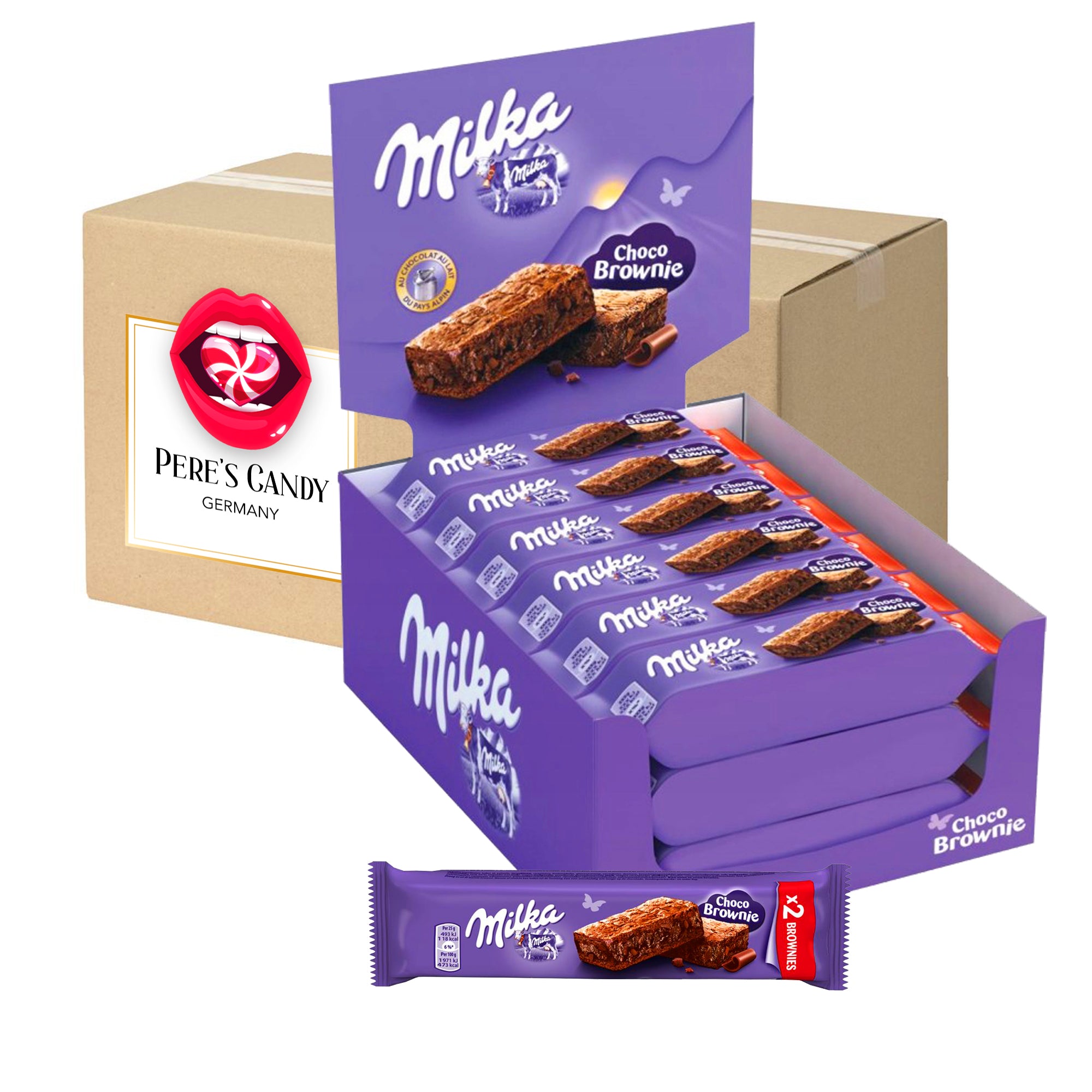 Image of Milka Choco Brownie 24x52g, Made With Melting Milka Alpine Milk Chocolate And Filled With Large Chocolate Chunks, 1248g