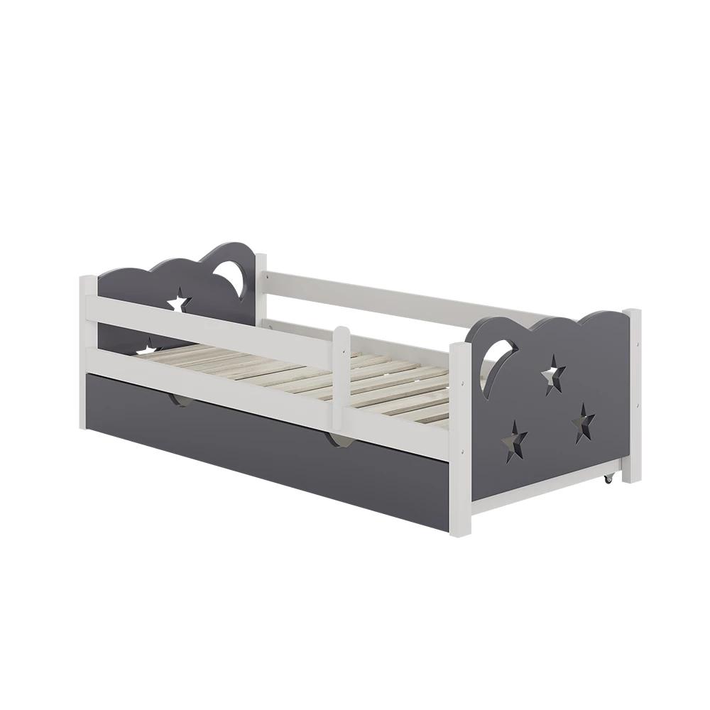 Image of Jessica Grey 80x160 Cm Children's Bed With Drawer, Without Mattress Youth Bed Children's Room Wooden Bed Bed For Kids Bamboo Children's Room
