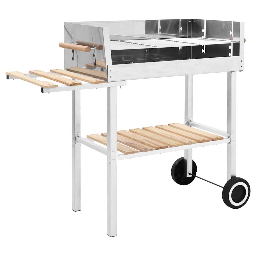 

Xxl Charcoal Grill Trolley With 2 Shelves Stainless Steel