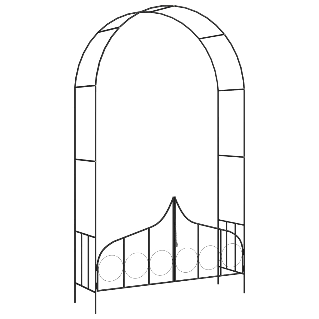 Image of Rose Arch With Gate, Garden Gate, Garden Arch, Trellis, Climbing Aid, Rose Support, Espalier, Archway, Pergola, Black, 138x40x238cm, Iron