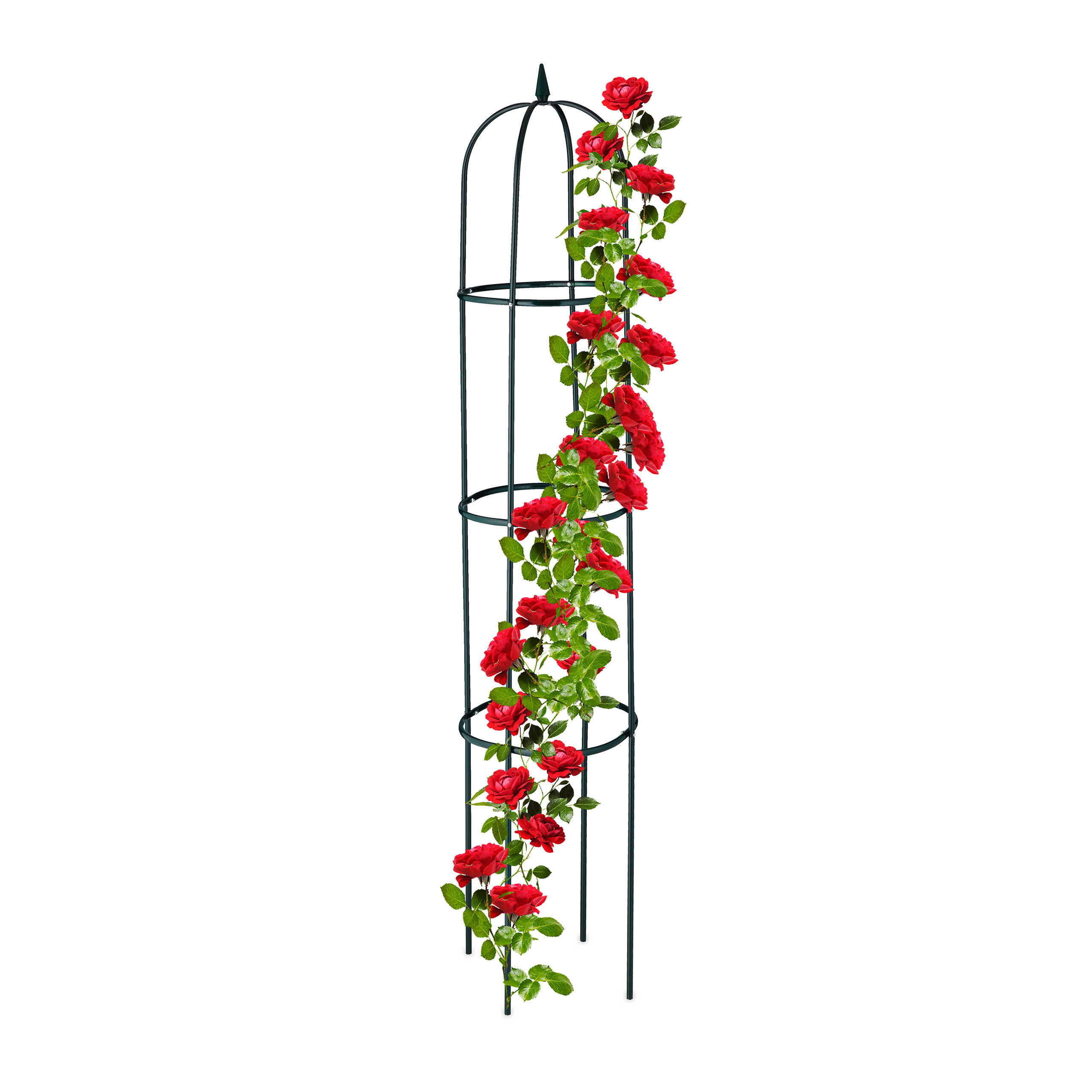 E-shop Relaxdays Obelisk-Gitter 188 cm hoch, Metall-Kletterpflanzenstütze, freistehender Rosen-Turm,