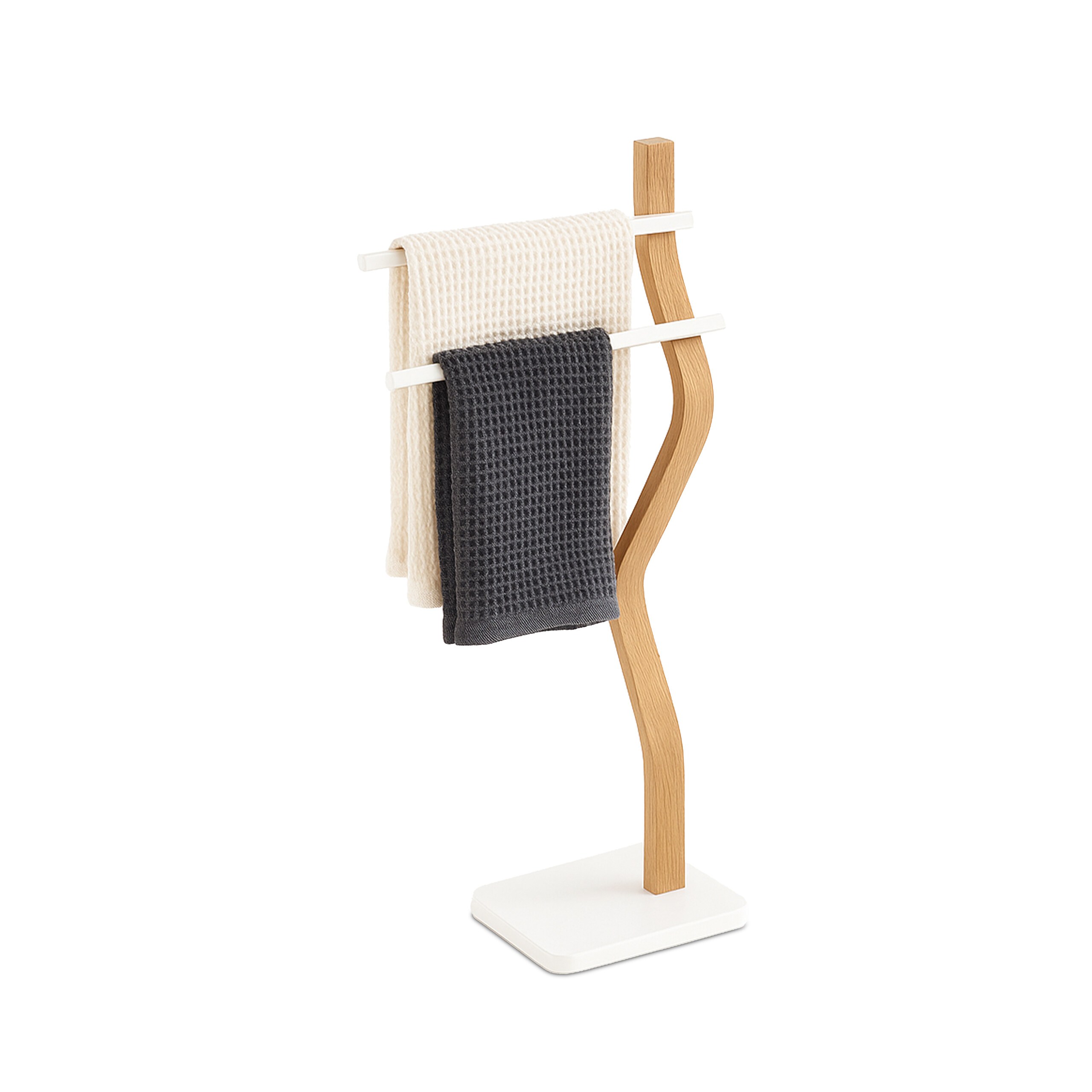 Towel Stand In White/natural - (w)37 X (h)86 X (d)18 Cm