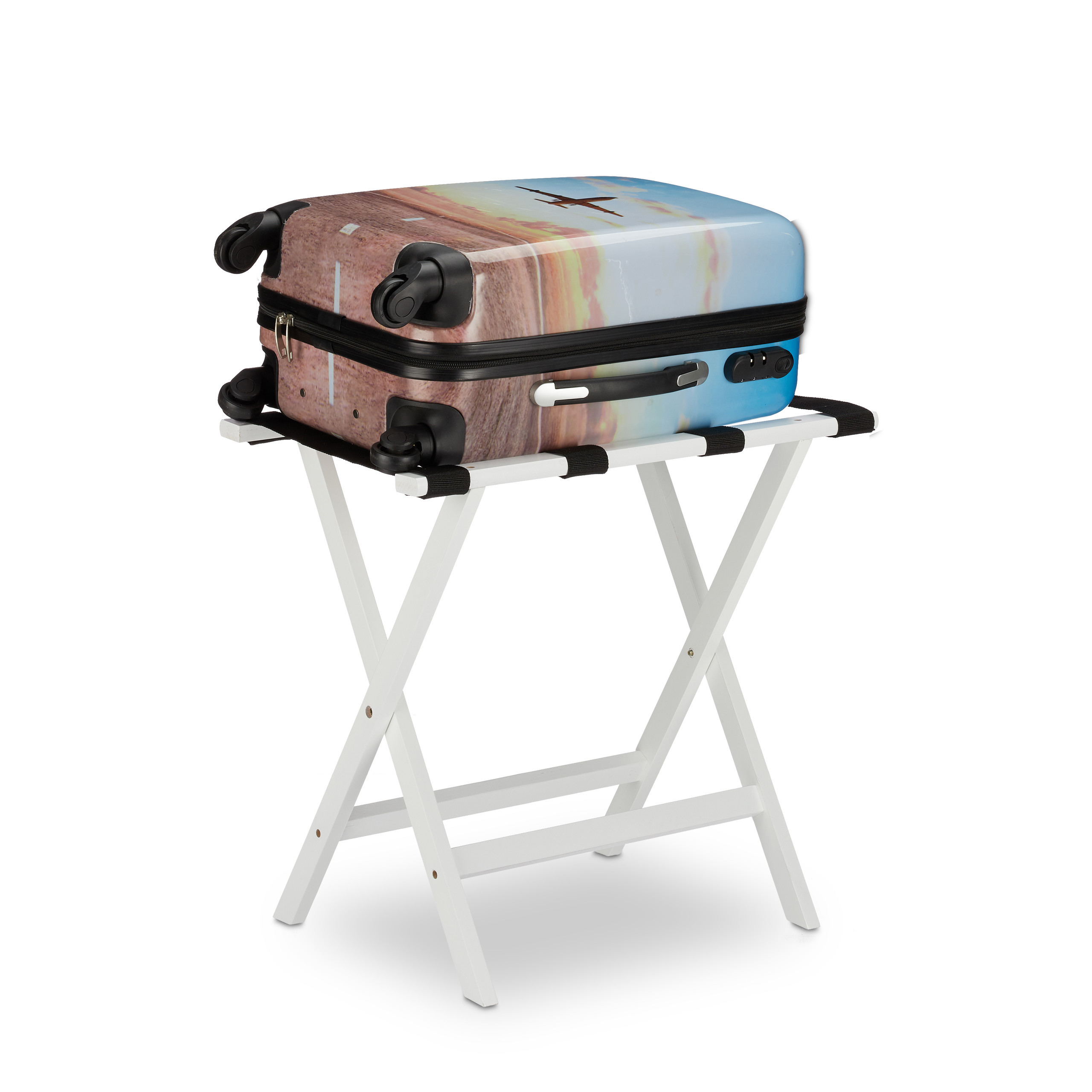 White Suitcase Stand