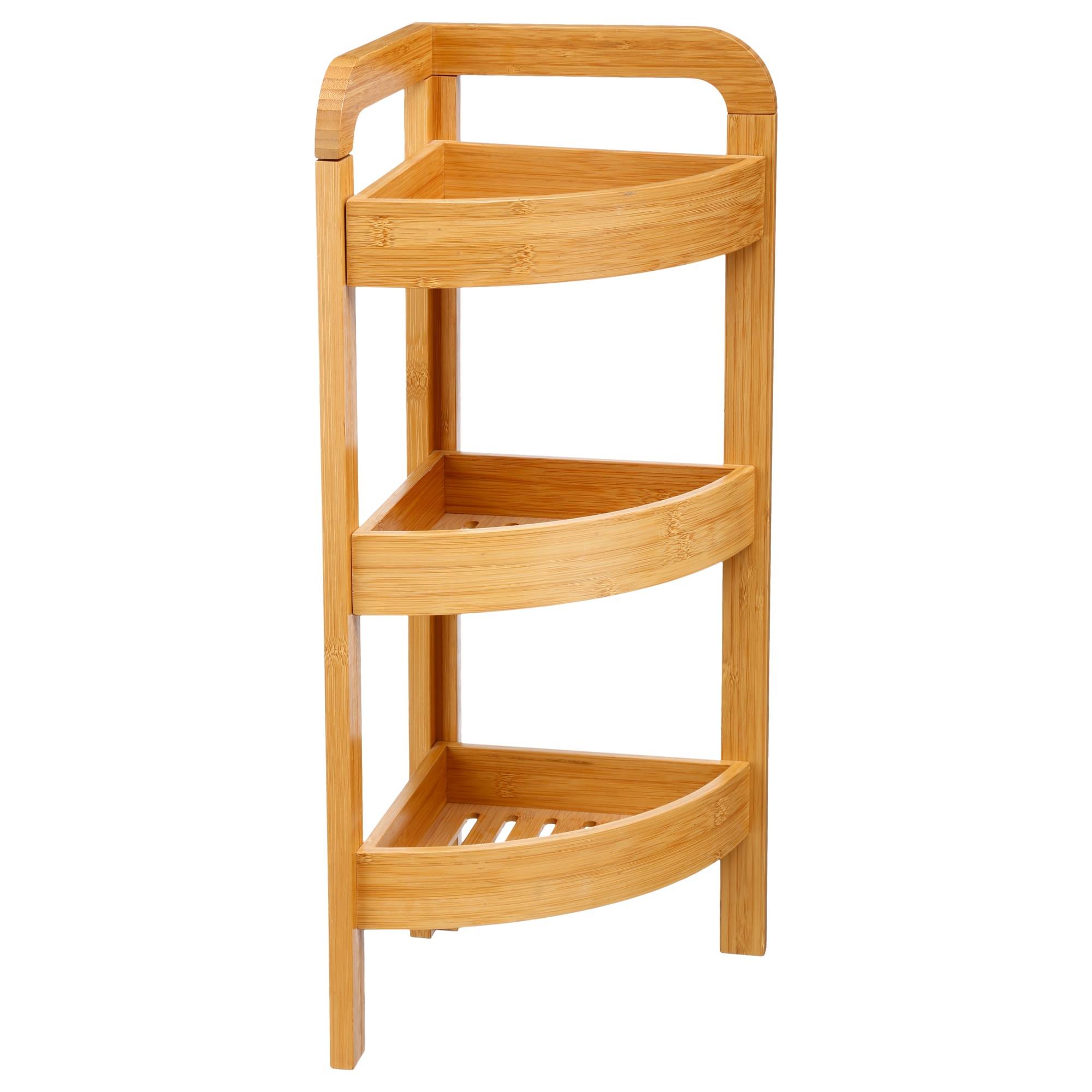 TEMU WELL HOME - Estantería esquinera en bambú niveles H.61cm