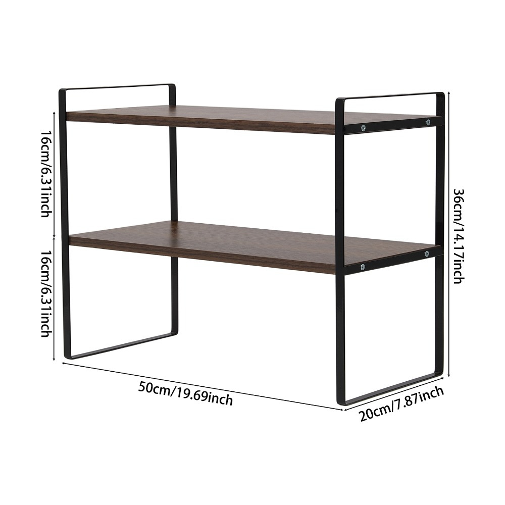 Walnut Tone Multi-Functional Storage Rack for Desk & Decor