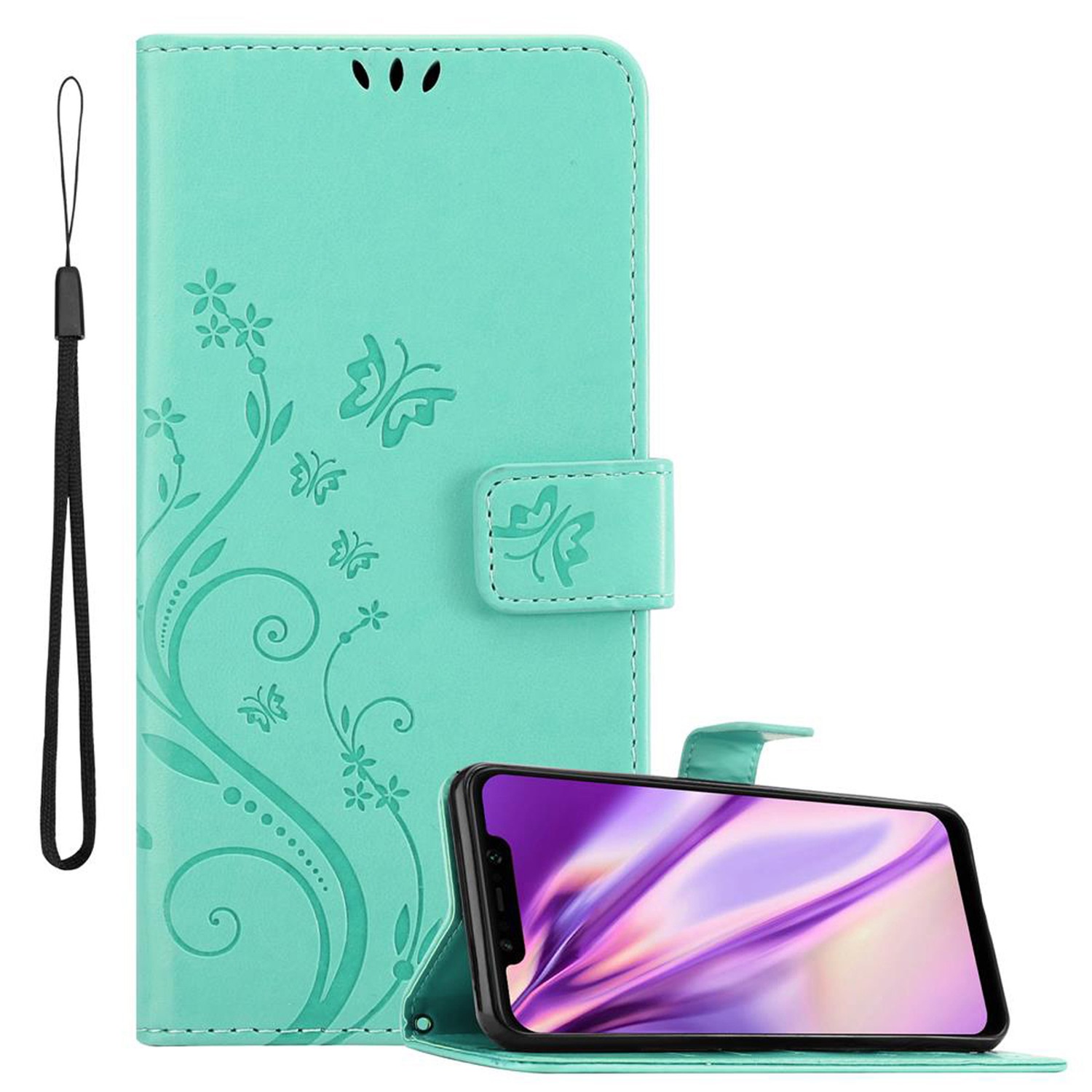 Image of Case Compatible For Xiaomi Pocophone F1 Protective Cover With Magnetic Closure, Stand Function And Card Slots Flip Case Flower Cover Phone Case Foldable Case Book Bag