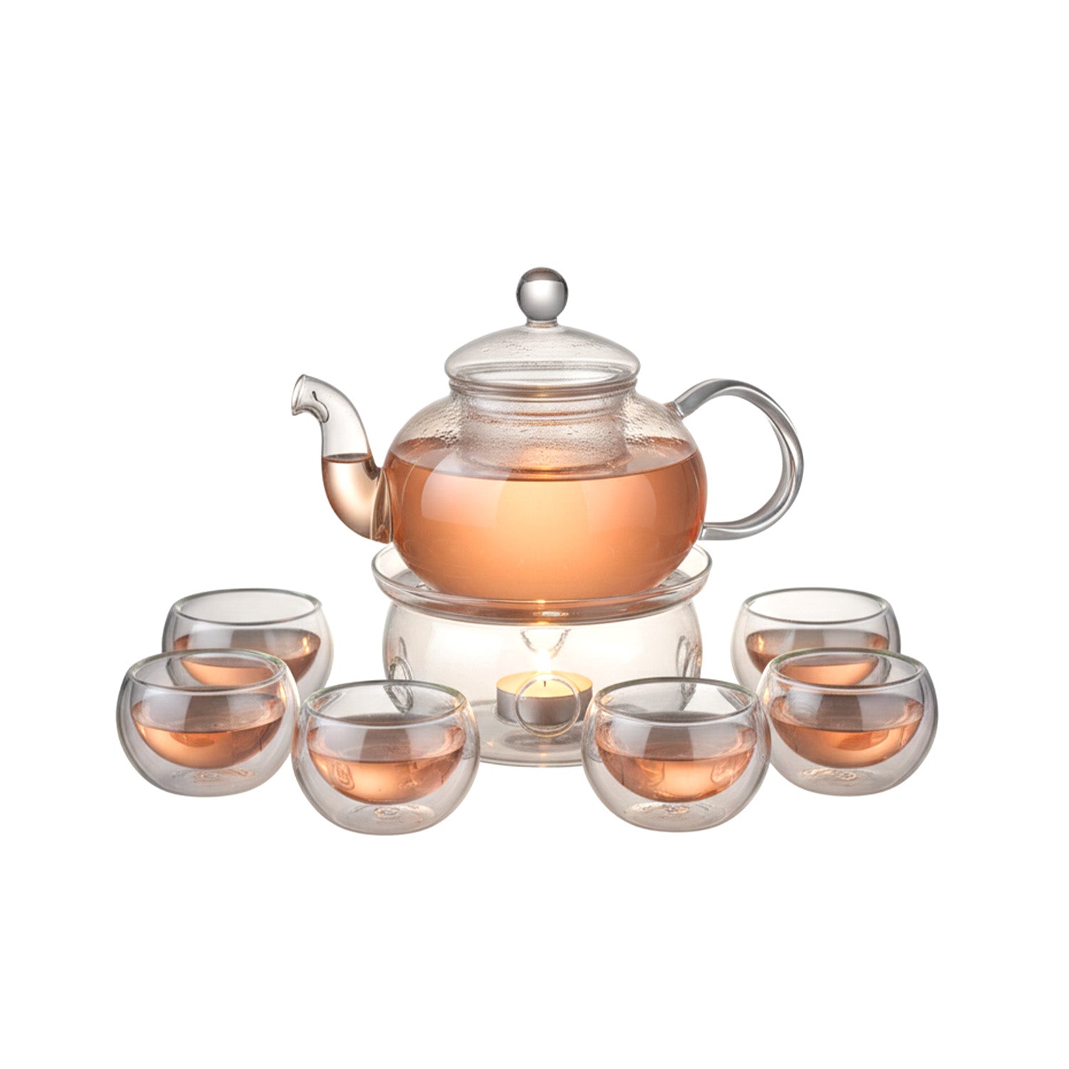 TEMU Servizio da T癡 in Vetro Borosilicato con Infusore e Candela Riscaldanti