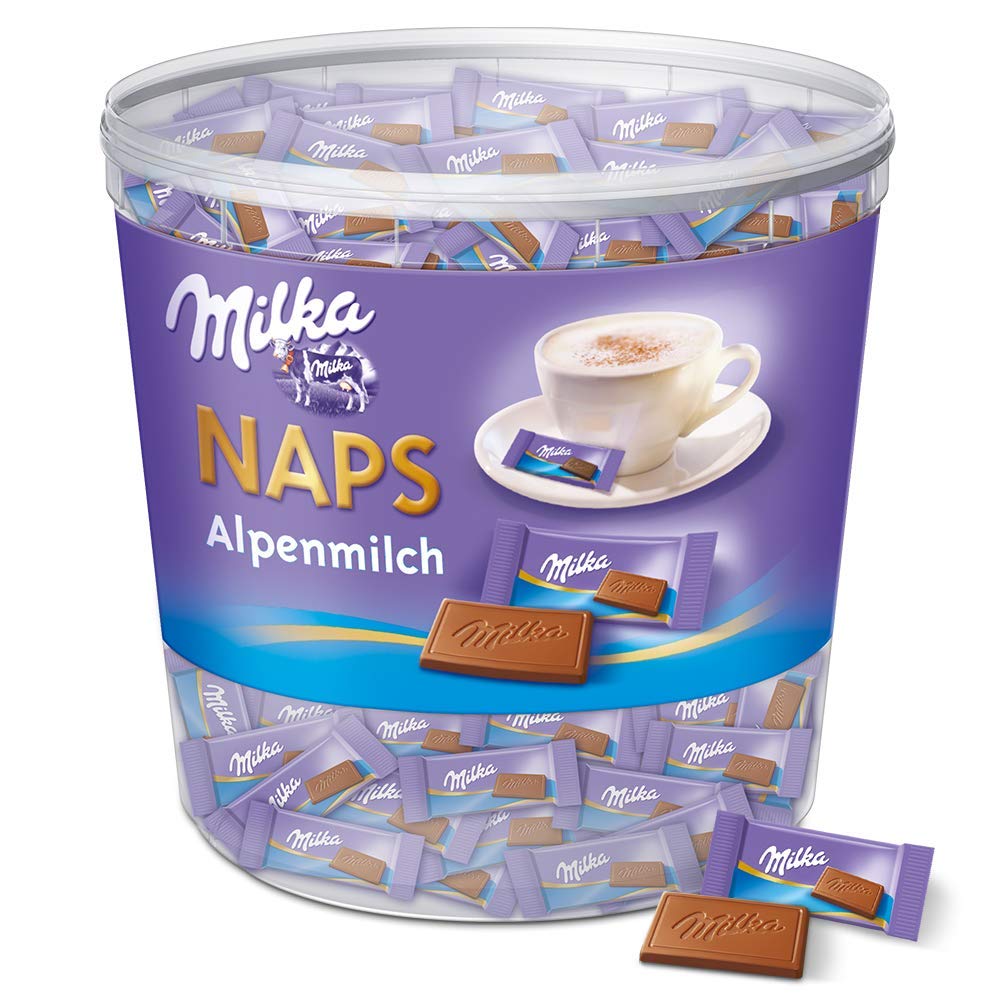 Milka - Naps Alpenmilch 1 X 1kg, Melt-in-your-mouth Mini Chocolate Tablets Made Of Fine Milk Chocolate, Can