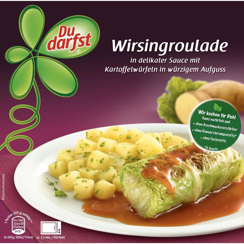 Image of Savoy Cabbage Roulade With Potato Cubes, 375g
