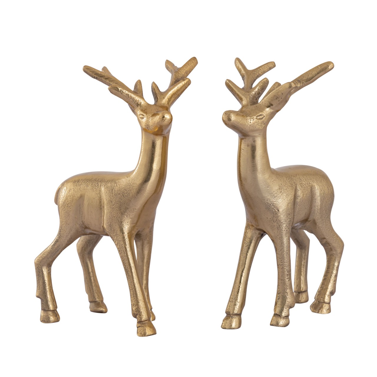 Image of Deer Decorative Figure Set Of 2, Table Decoration, Animal Figure, Metal Christmas Decor In Silver Or Gold, Aluminum