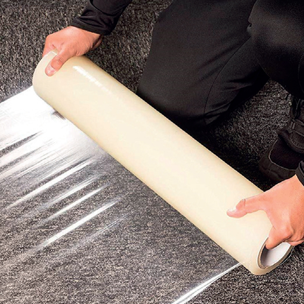 TEMU 1 Roll Self-adhesive Pallet Shrink Wrap Stretch Film - Heavy Duty Puncture Resistant Waterproof Floor Carpet Protection Film, 60cm X 30m, Clear