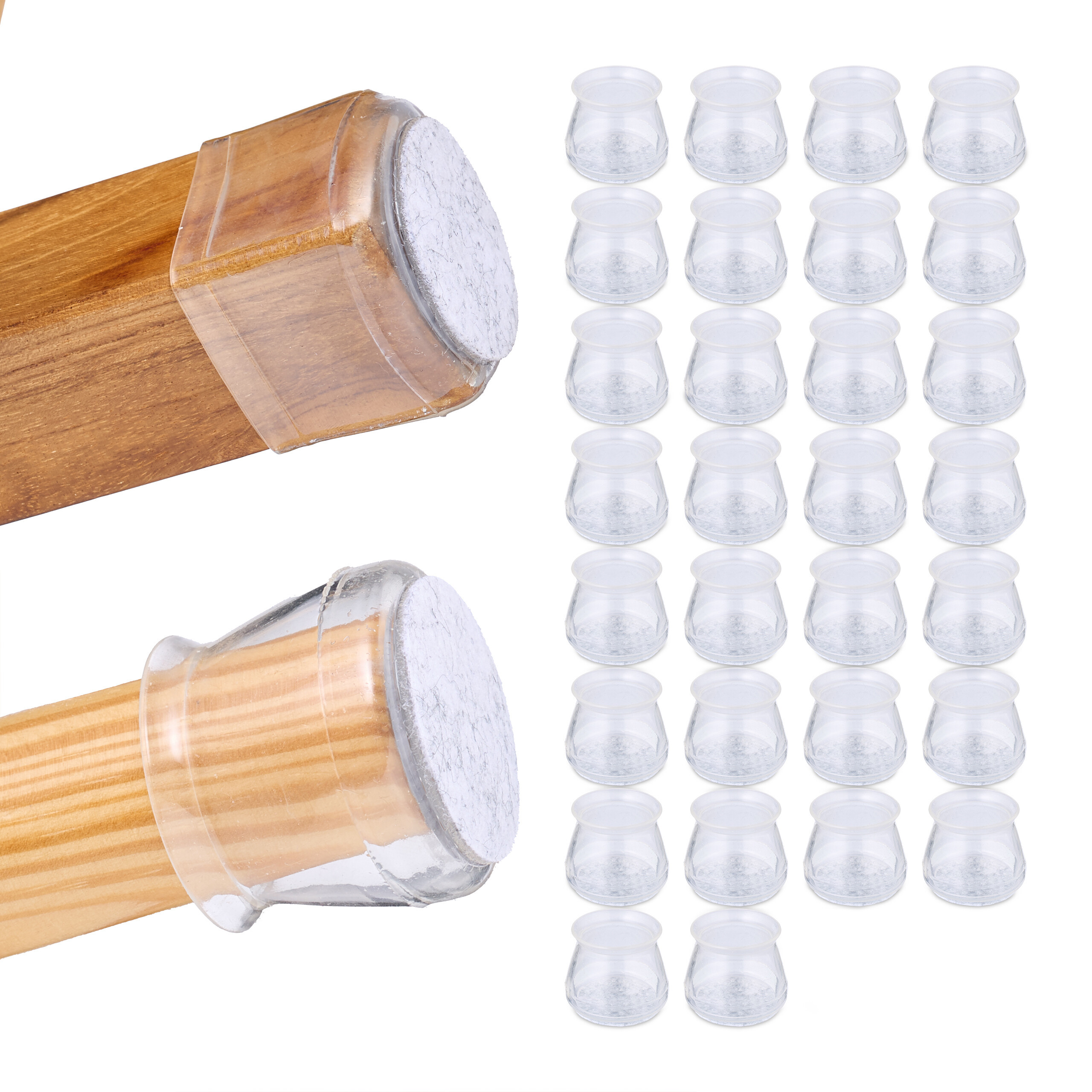 32 X Transparent Chair Leg Caps