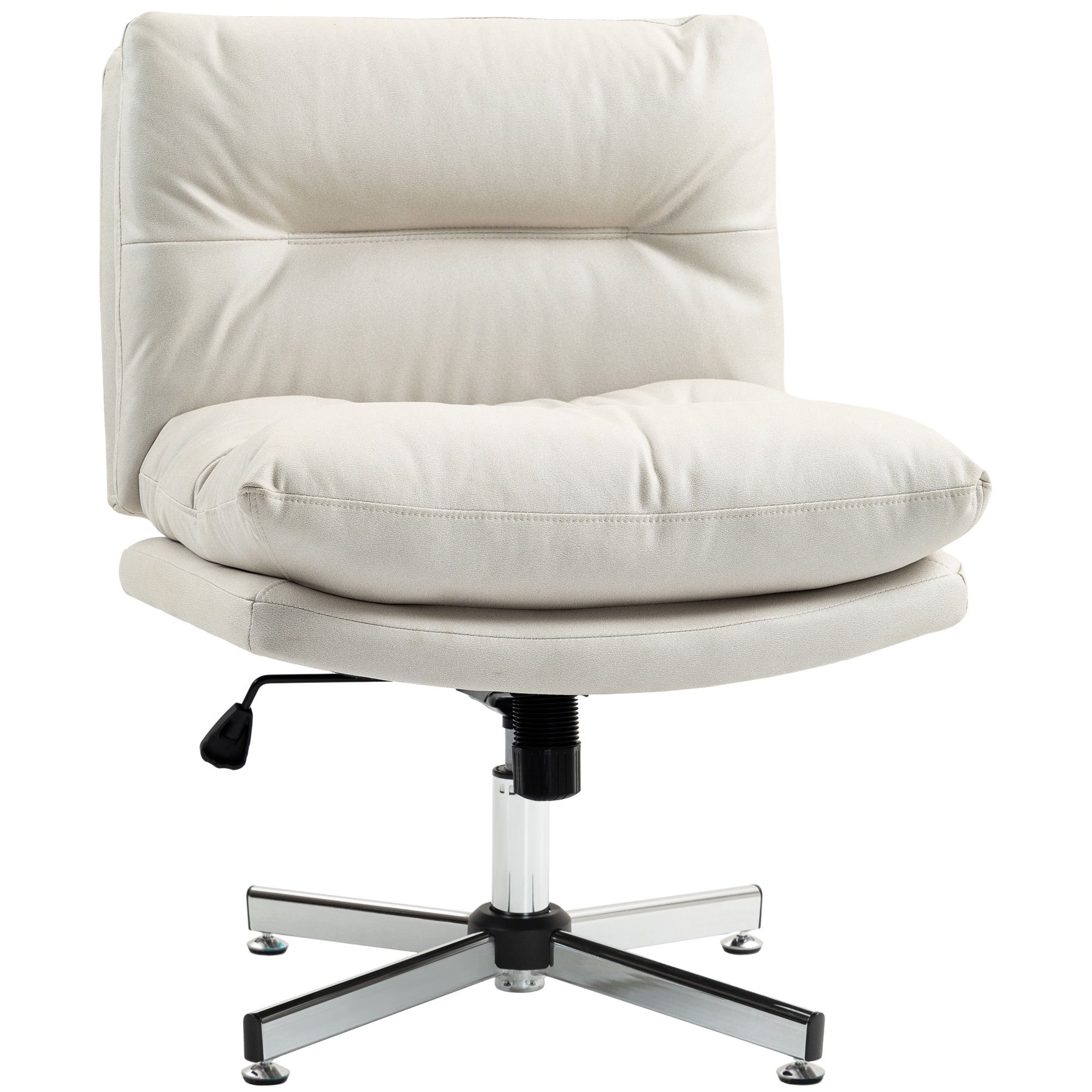 Homcom Armless Desk Chair With Adjustable Height, Tilt Function, Wide Seat, And Base – Light Gray Office Chair For Study Or Bedroom