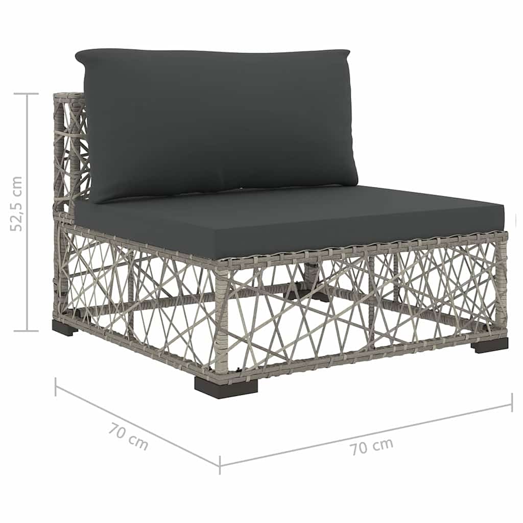 6-piece Garden Furniture Set With Cushions, Lounge Sofa Seating Group, Poly Rattan, Grey