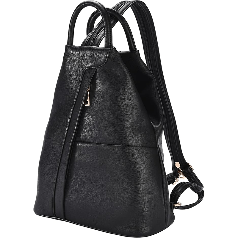 TEMU Backpack For Women, Donbolso, 2-in-1 Faux Leather, With Reinforced Base, Adjustable Strap, Black