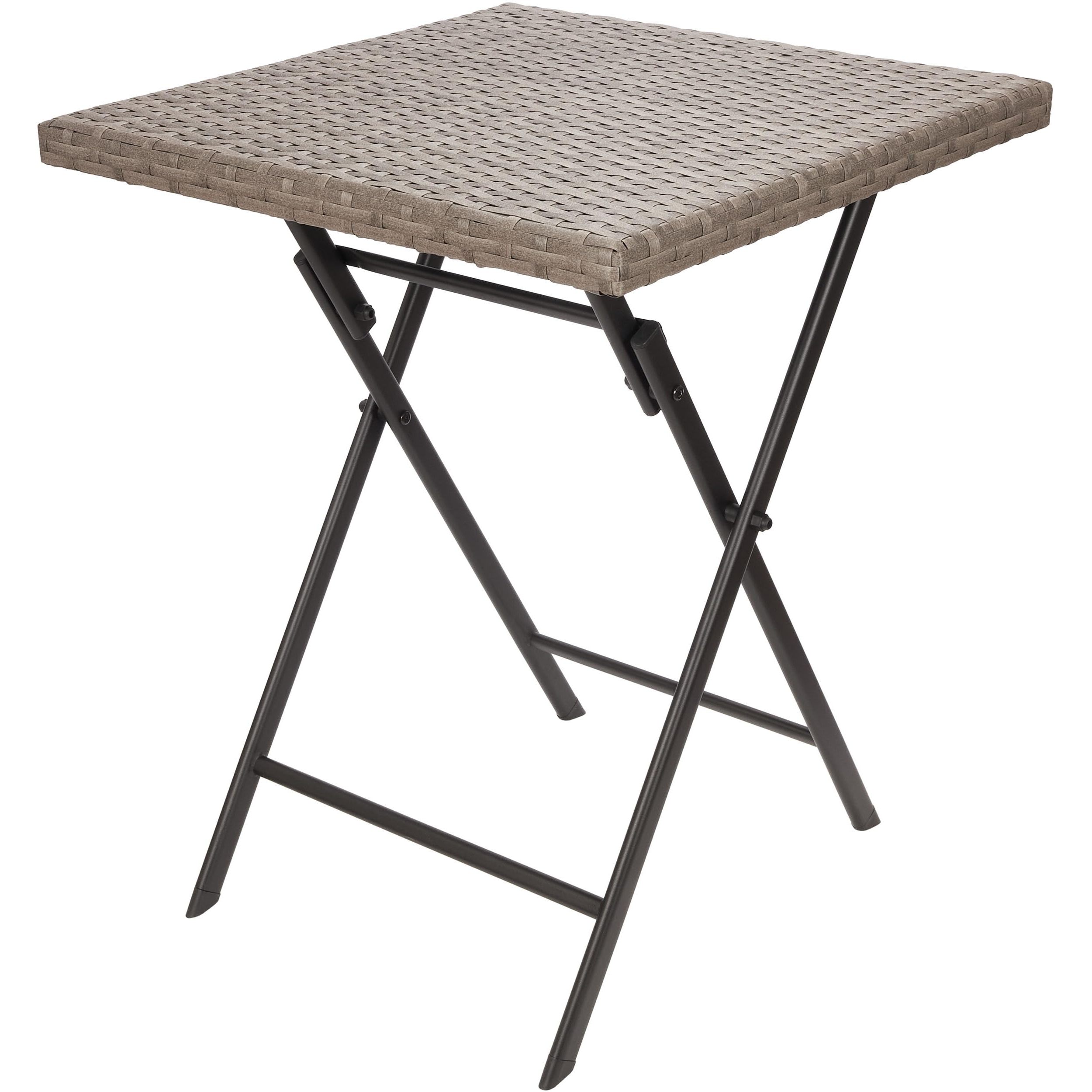 Brubaker Garden Table - 58 X 58 Cm Balcony Table Weather-resistant - Poly Rattan And Metal Side Table Foldable - Camping Table Angular - Folding Table For Balcony, Terrace - Bistro Table - Grey Brown