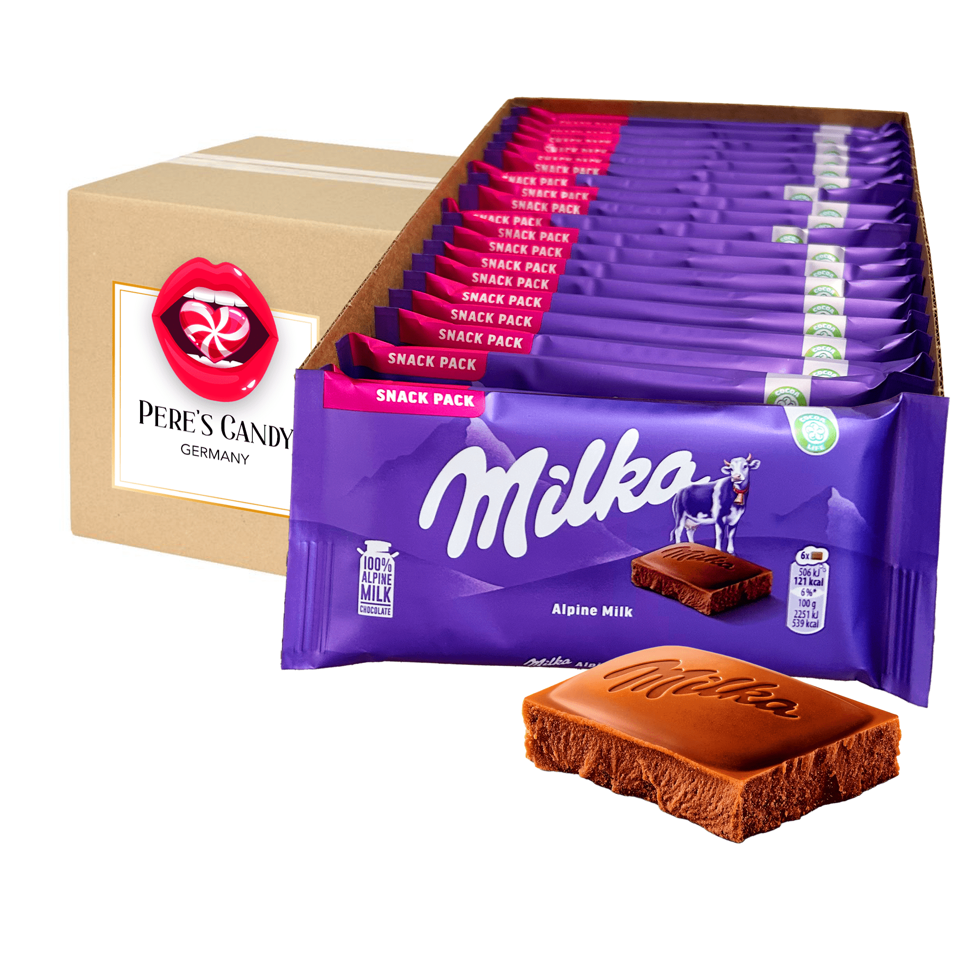 Milka Alpine Milk Bar - Snack Pack - 19 Pieces - 19 X 45g - Alpine Milk Chocolate 855g