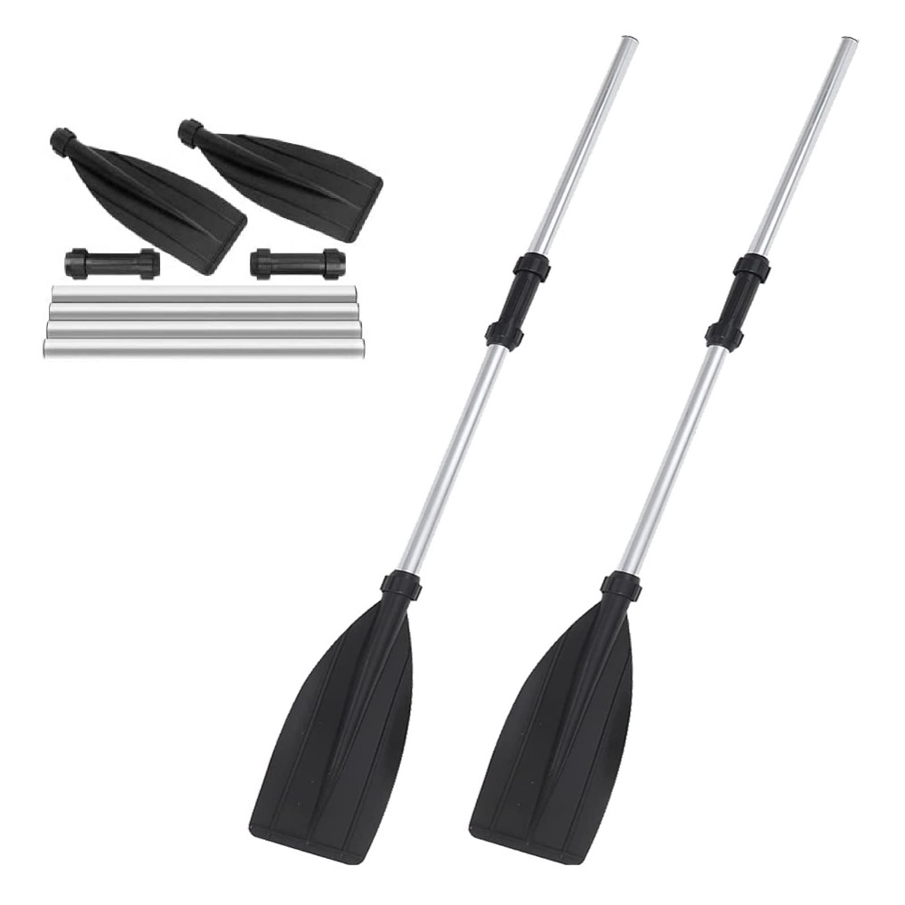 Image of 2 Pack 128cm Adjustable Kayak Paddle Lightweight Aluminum Alloy Detachable Boat Oak Canoe Paddle For Rafting