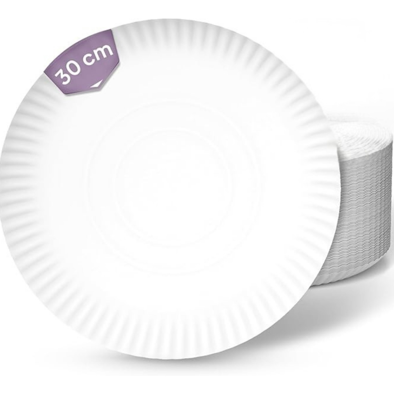 Image of Round White Disposable Paper Plates For Birthday & Party Supplies (18-32cm)