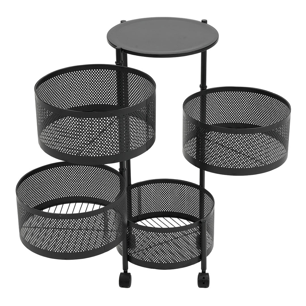 Large Capacity Round Metal Kitchen Storage Rack with Wheels