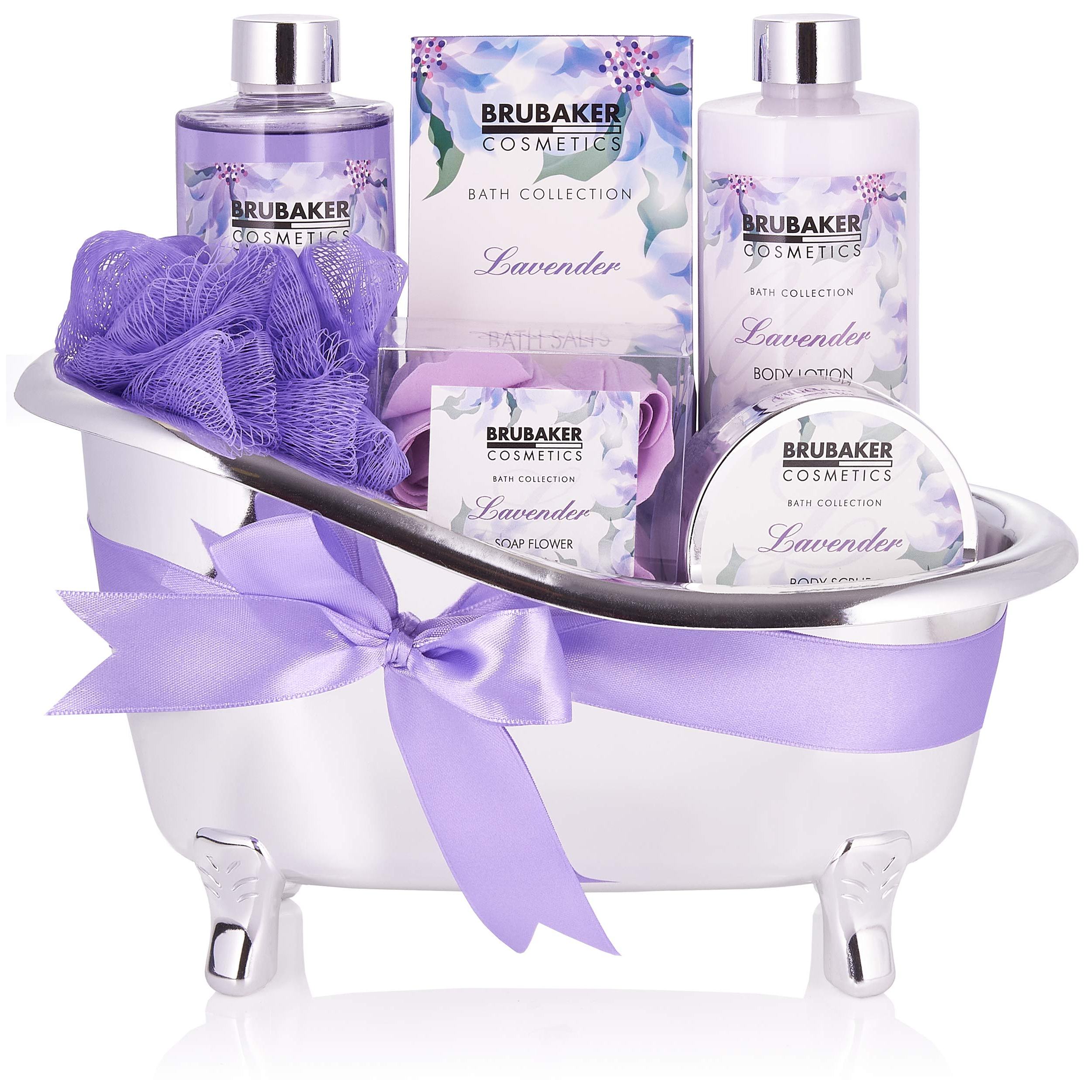 Image of Brubaker Cosmetics Lavender Bath And Shower Set - 7-piece Gift Set In Decorative Tub
