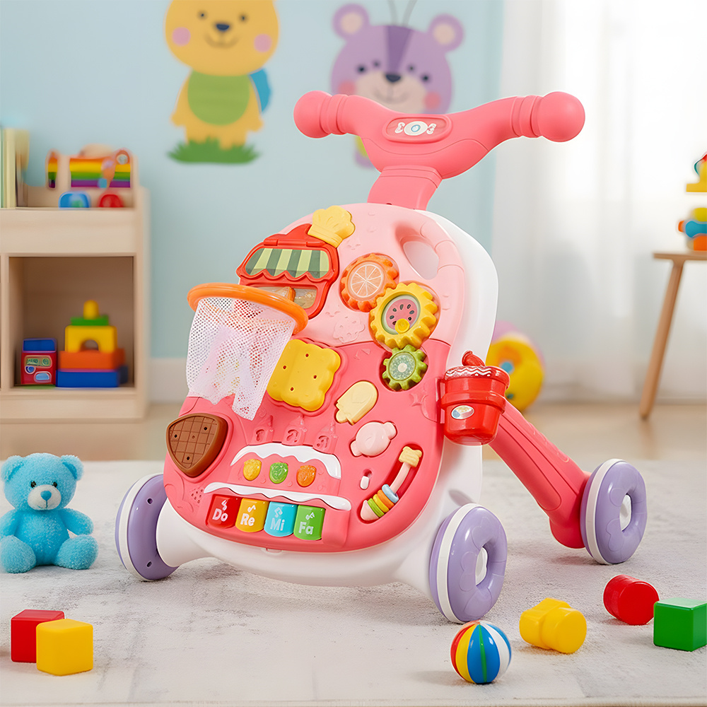 2 in 1 Baby Walker and Stroller with Anti-Roll Feature