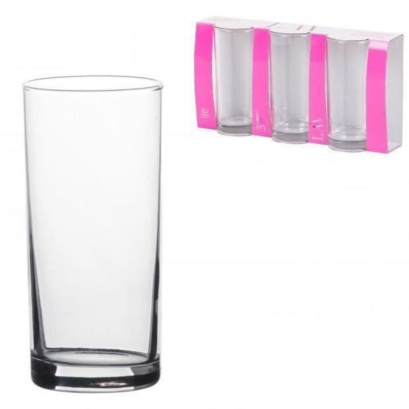 TEMU Pack Of 3 Lav Water Glass 29.5cl Drinkware Set Stylish Birthday Tableware Transparent