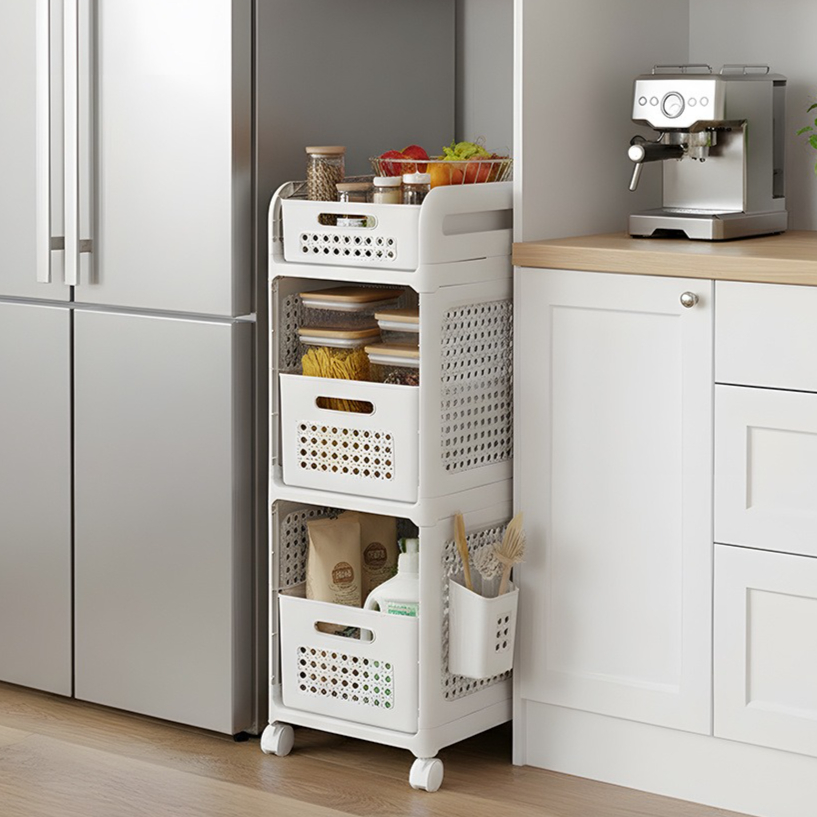 3-Tier Portable Mobile Utility Shelving Unit with Lockable Castors