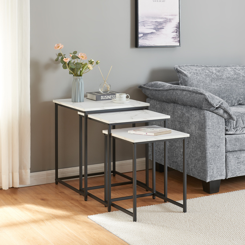 Image of 3-piece Set Trollhättan Table In Sizes With Marble- Frame, White