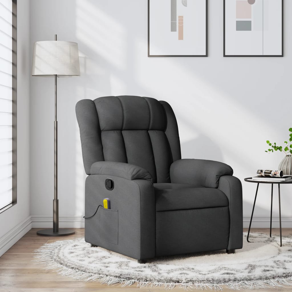 Image of Vidaxl Massage Relaxation Armchair, Fabric, Dark Grey