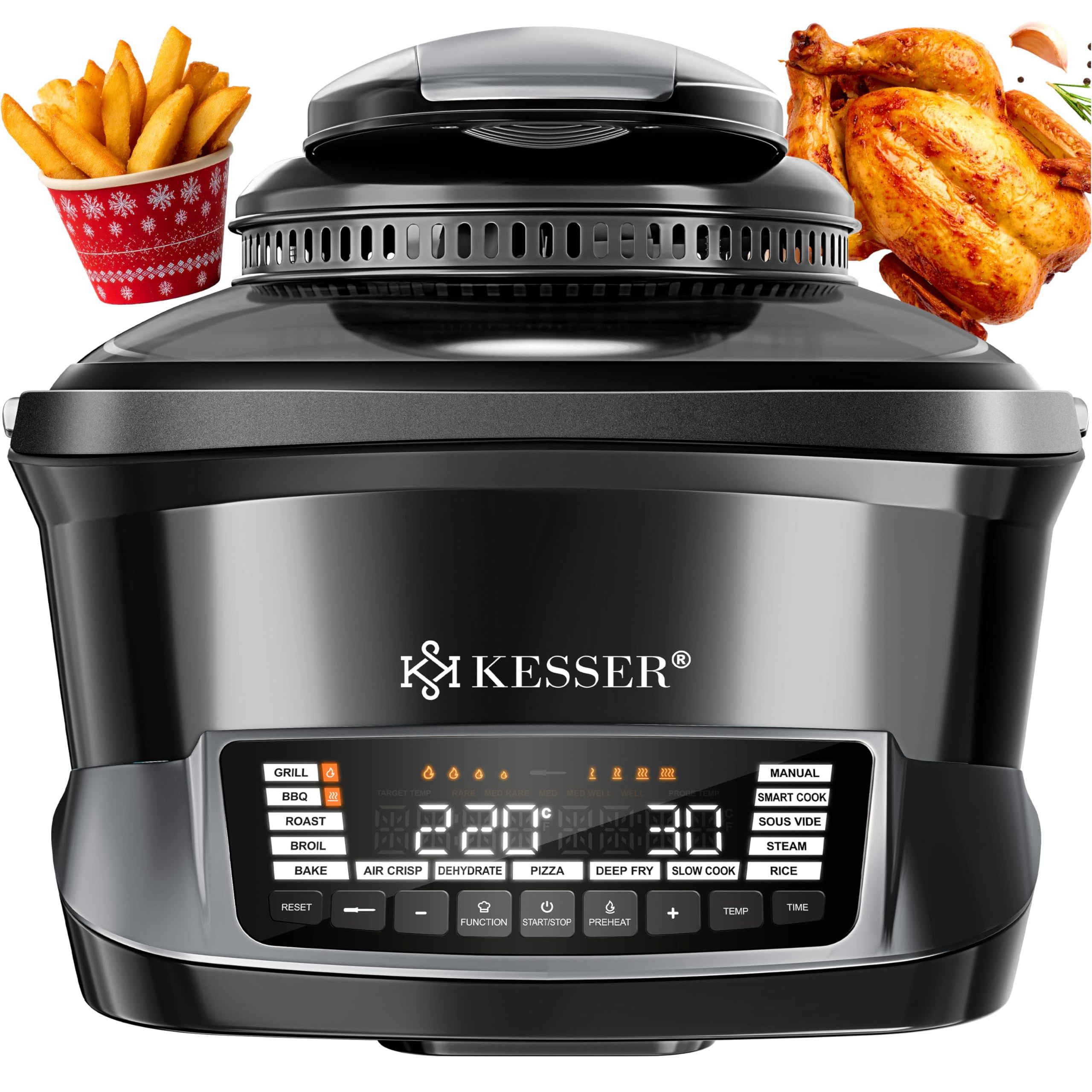Kesser® Multi-cooker With Hot Air Fryer 8l & 16 Programs Kitchen Appliance - Grilling, Baking, , Steaming Preheating & Function Rice Cooker Slow Cooker, Yogurt Maker