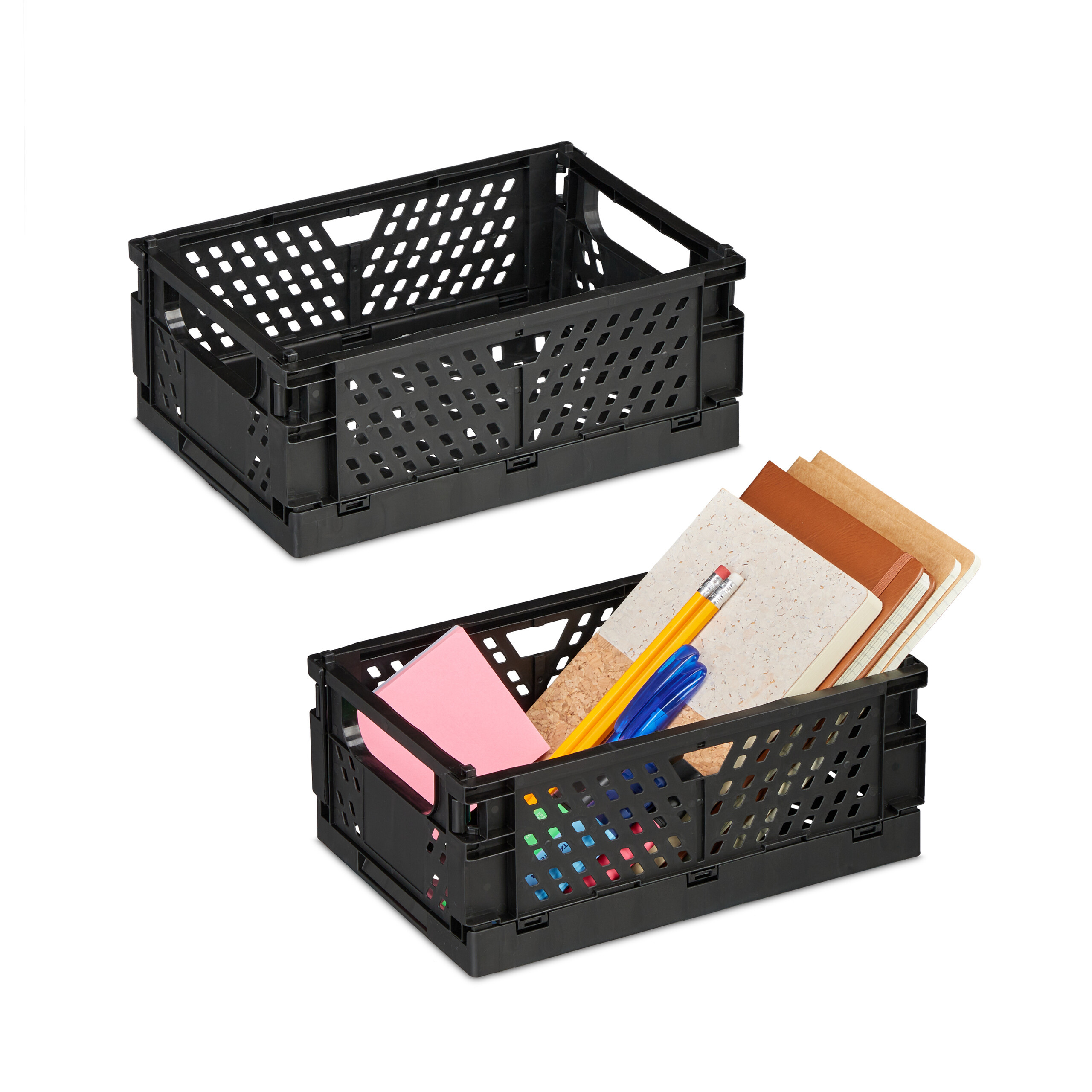 E-shop 6 x Klappbox in Schwarz - (B)25 x (H)10 x (T)16.5 cm