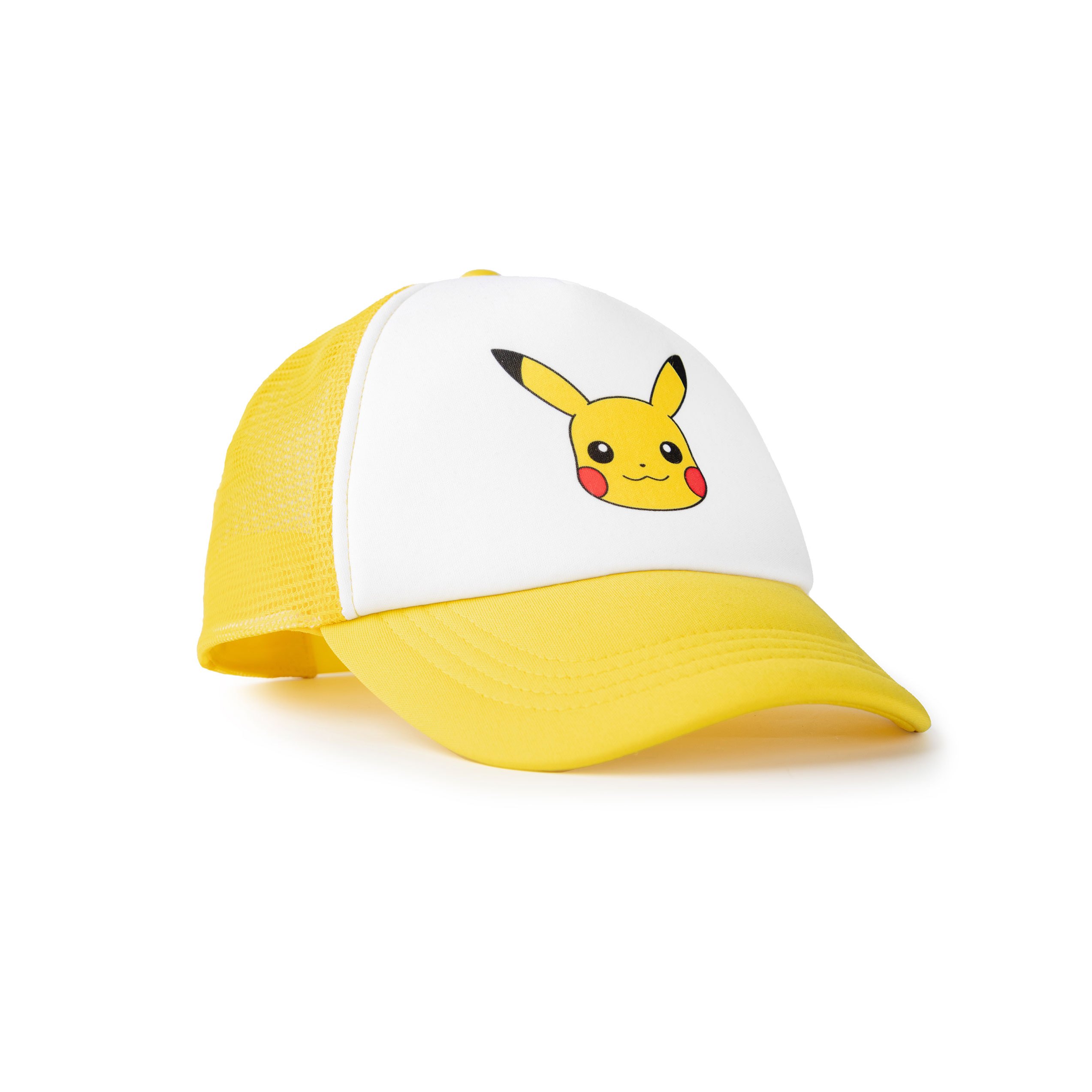 TEMU Pokémon Pikachu Adjustable Curved Cap In Yellow And White | Unisex Summer Cap With Mesh Back | Casual Sun Protection Hat With Snap Closure |
