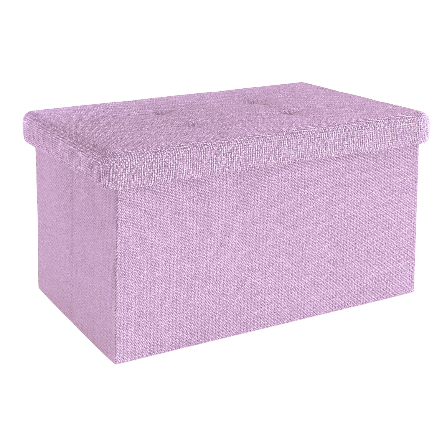 Intirilife Folding Storage Bench 49x30x30 Cm Stool Cube With Lid And Storage Of Fabric With Dents - Footrest Foldable Storage Box Chest Stool