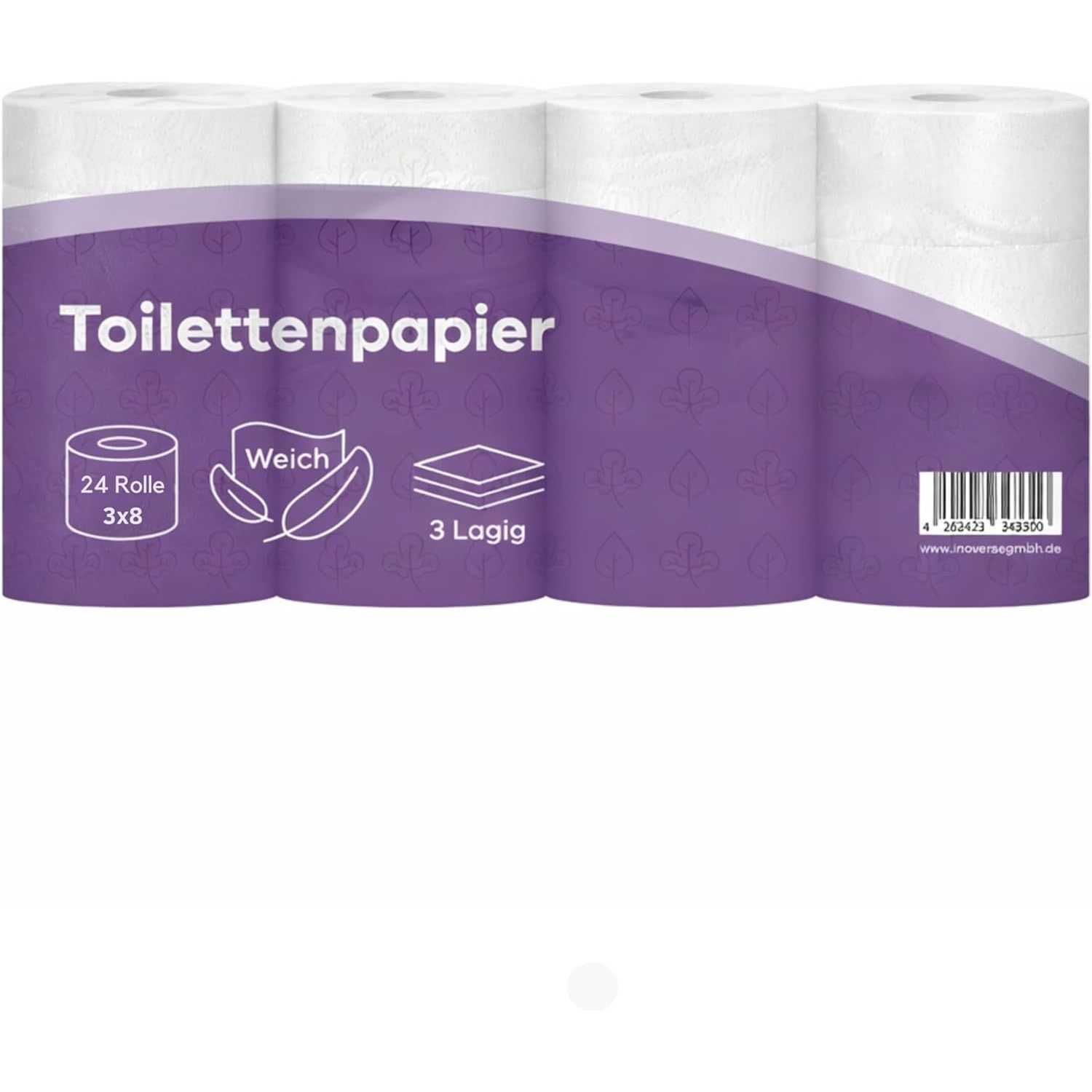 3-ply Toilet Paper 96/24 Rolls, & Tear-resistant, 100% , 150 Sheets/roll, Bulk Pack –
