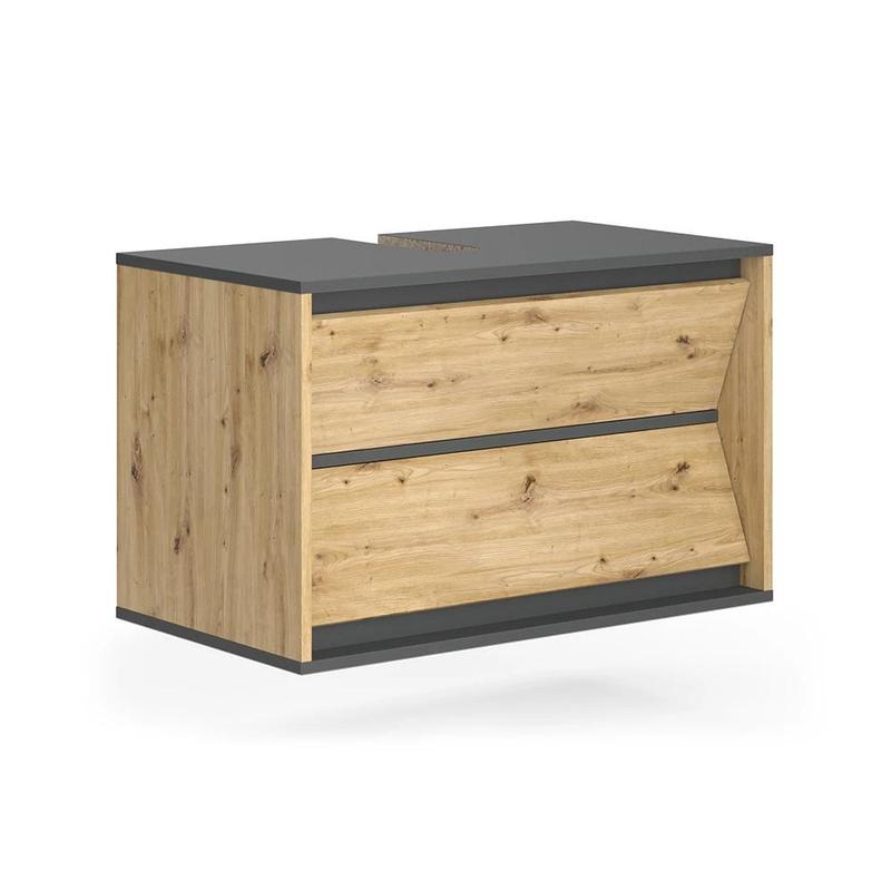 Image of /artisan Washbasin Cabinet 80 X 50 Cm With 2 Drawers For The Bathroom Washbasin Cabinet With Drawers Bathroom Furniture For Washbasins The Bathroom Cabinet Chipboard, 16 Mm Bathroom