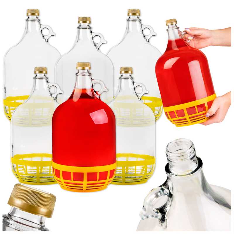 TEMU Lot de 6 pièces - Ballon de fermentation Gąsior 5L pour vin, liqueurs, bière, alcool de moût et autres alcools maison - Bouteille de vin dans un