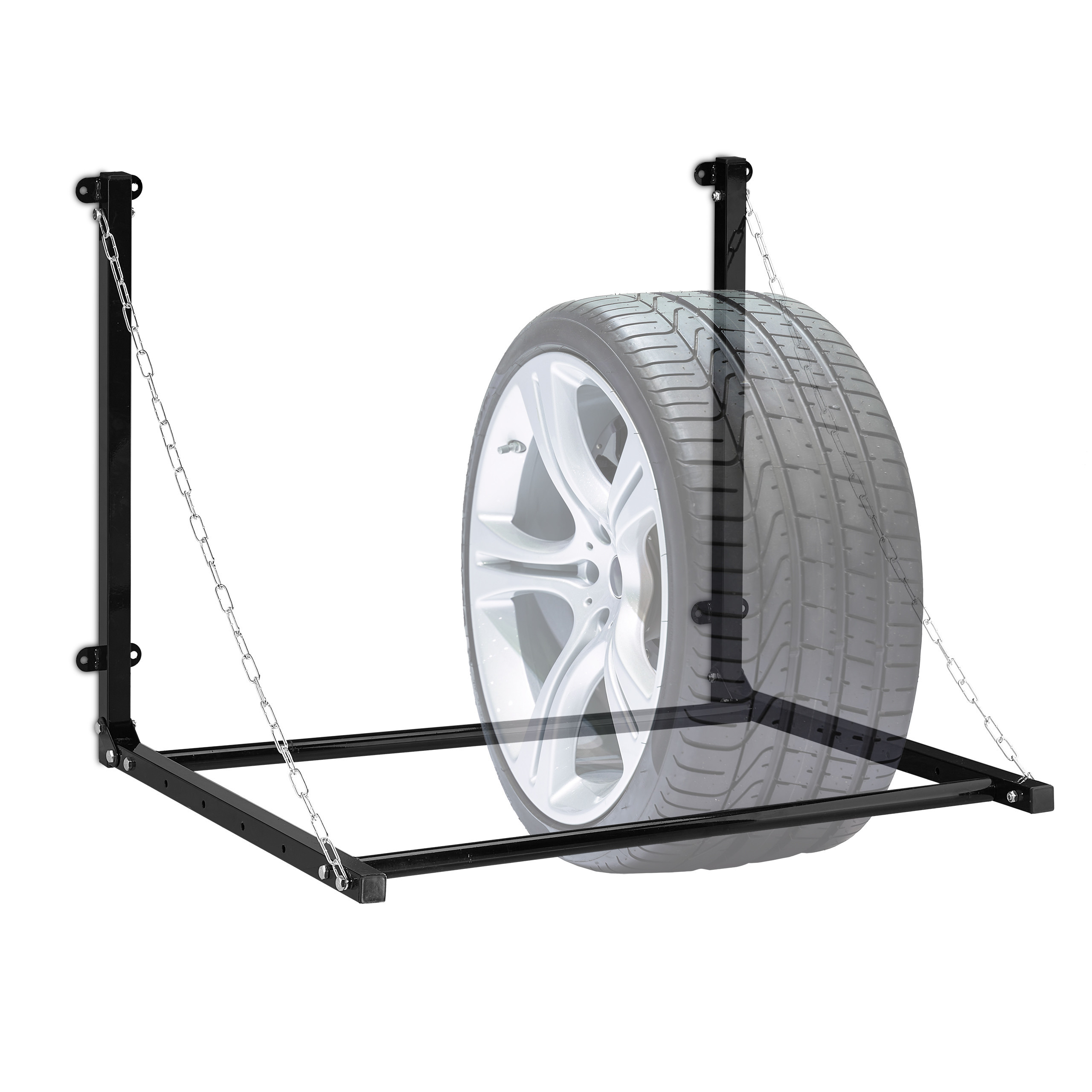 E-shop Reifenregal Wandmontage in Schwarz