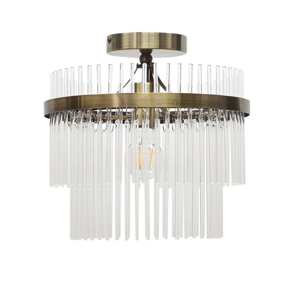 georgia antique brass with glass rods flush ceiling light