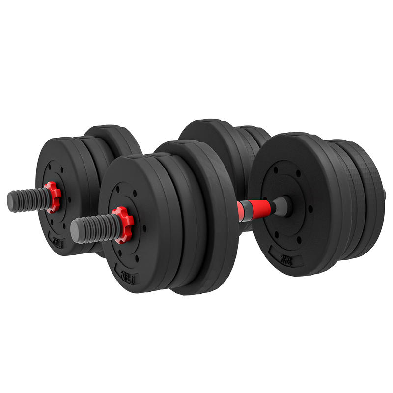 Short Dumbbell Set - Total 20 Kg, 2-in-1 Adjustable Weights with Bars Included - Muscle Training & Weightlifting, Can Be Used as Kettlebell, Dumbbell, or Push-Up Bar for Home Fitness Workouts; Suitable for Men and Women