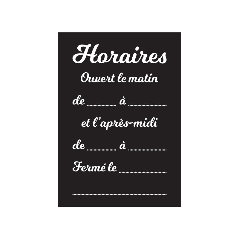 TEMU Panneau PVC de "HORAIRES" fond format A5. Attirez l'attention clients sur les heures journalières d'ouverture et de fermeture de votre . ,