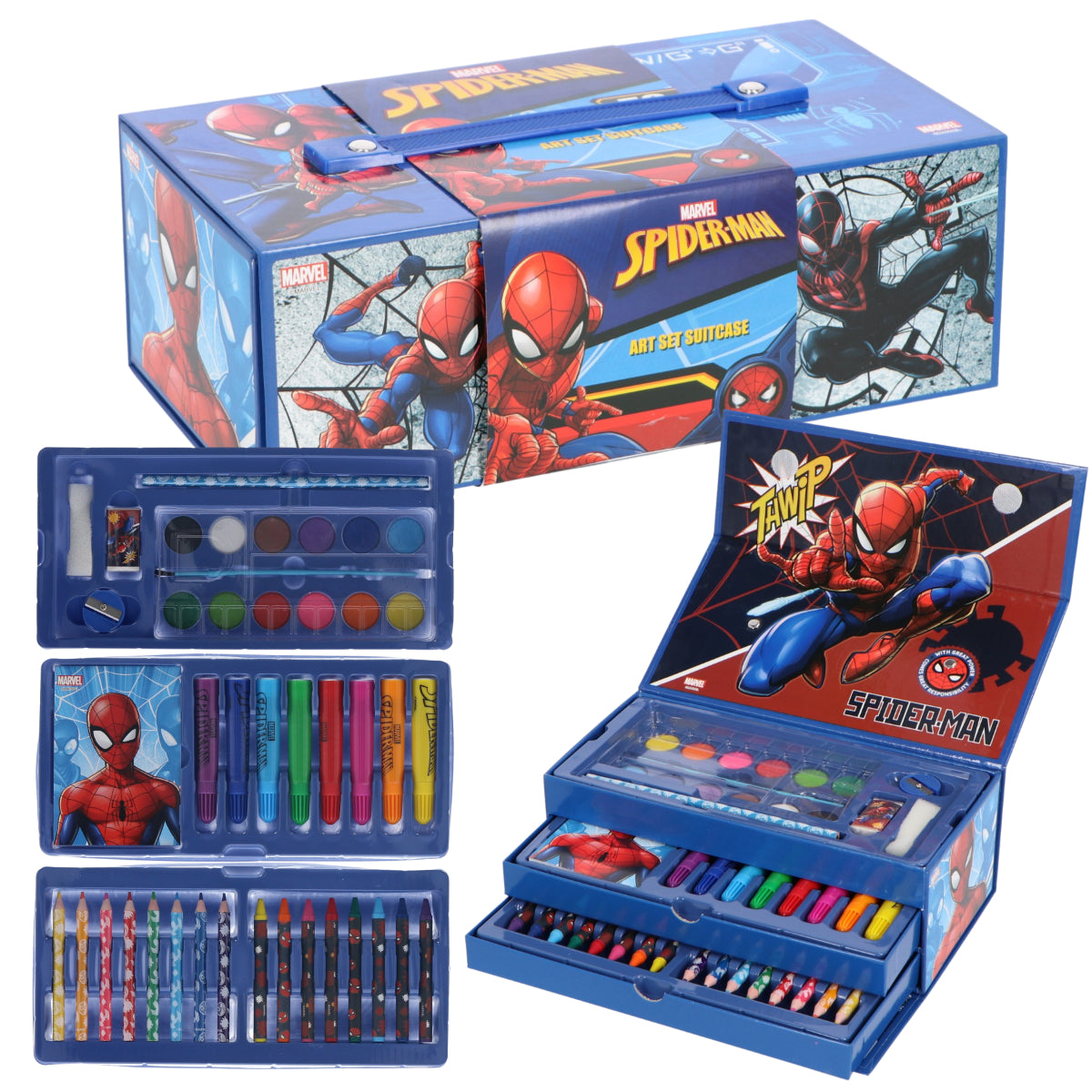Spiderman Pencil Case With Drawer Children's Painting Set From 3 Years Old