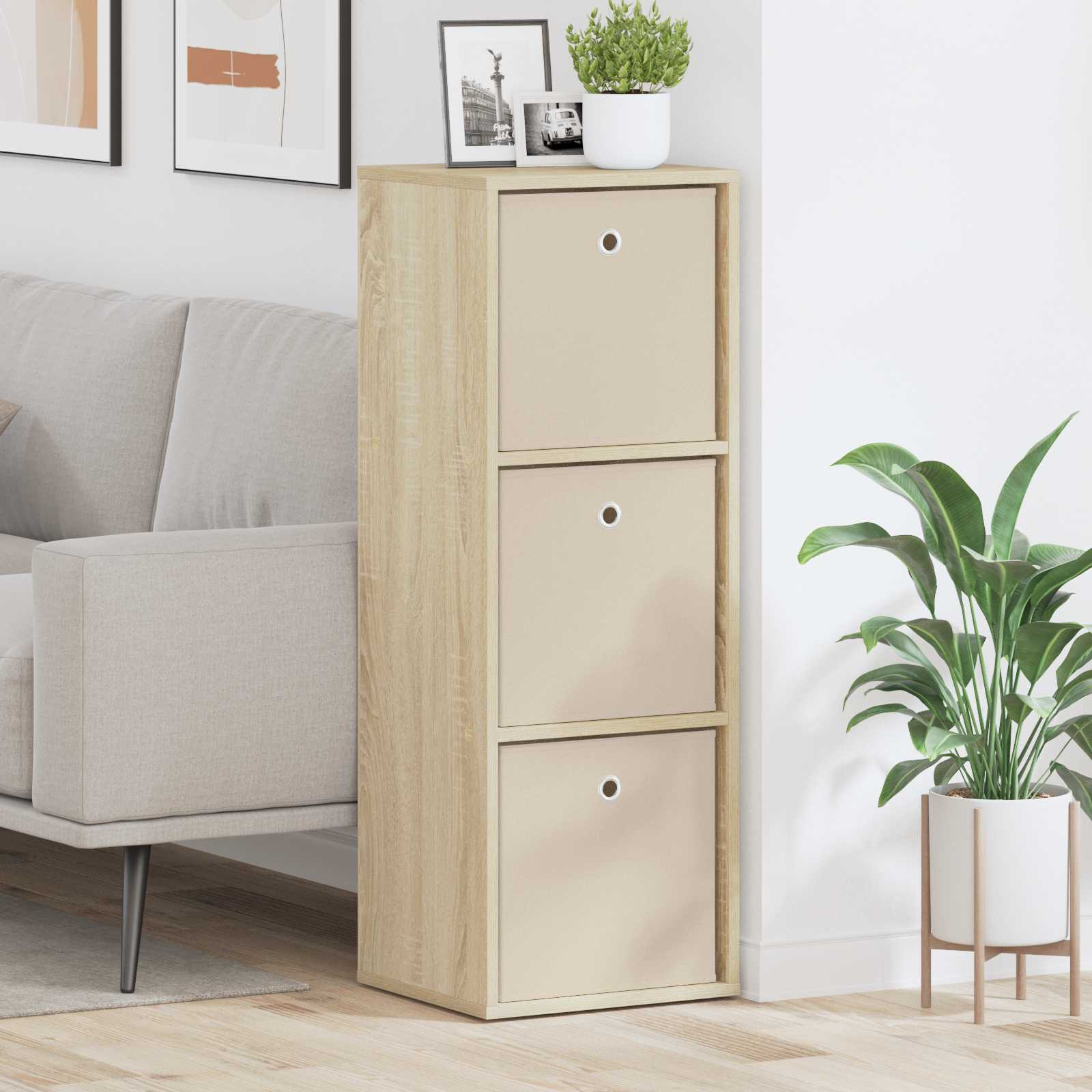 Image of Vidaxl Sideboard With Drawers, Oak, 35 X 32 .5 Cm, Living Room Sideboard, , Sturdy Freestanding Shelf, Neat And Elegant
